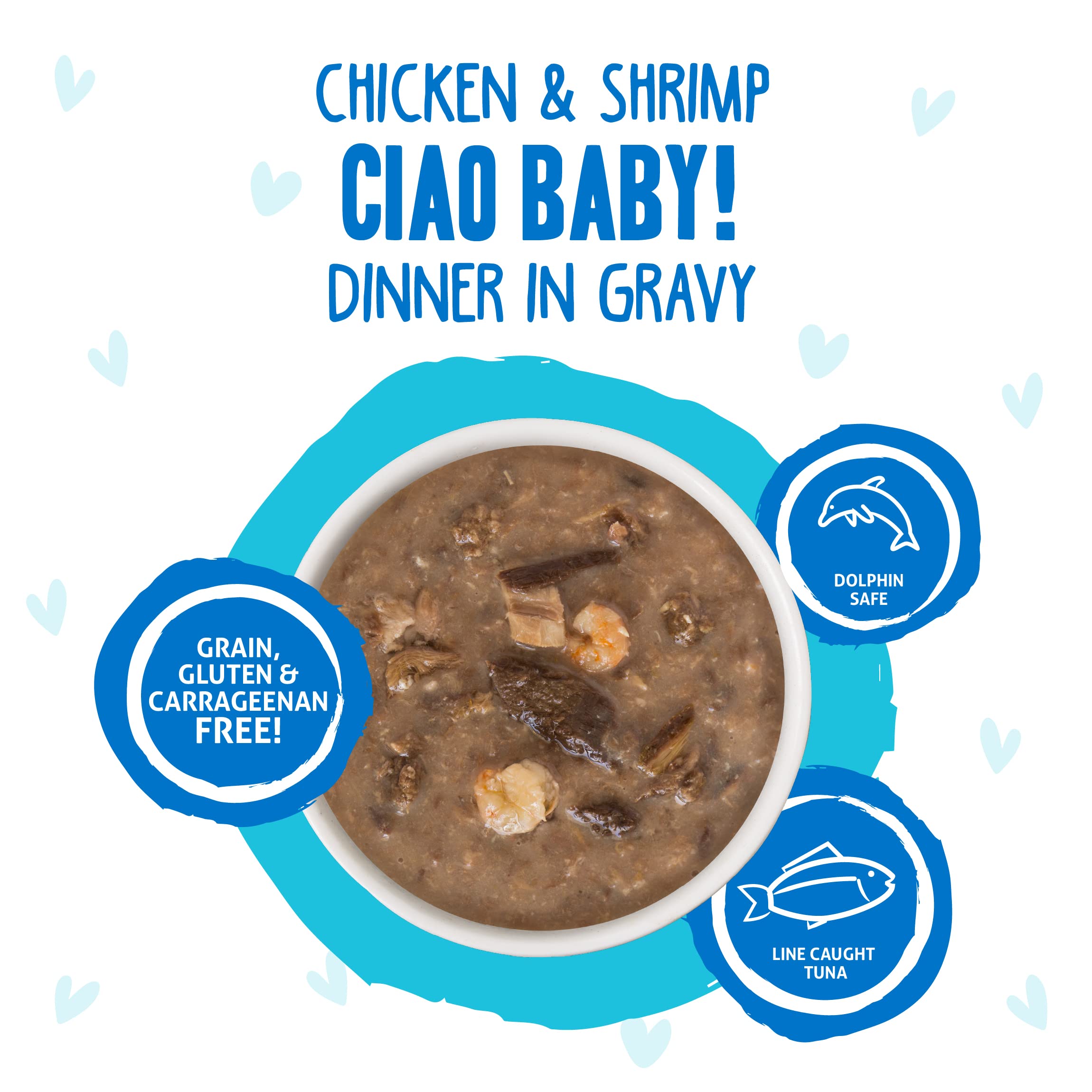 Weruva B.F.F. OMG - Best Feline Friend Oh My Gravy!, Ciao Baby! with Chicken & Shrimp in Gravy Cat Food, 2.8oz Pouch (Pack of 12