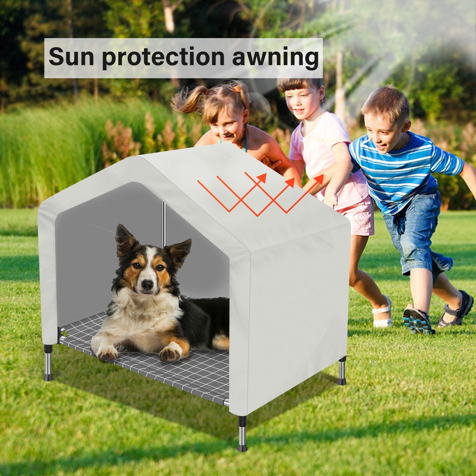 Elevated Dog House For Outdoor Or Indoor - Waterproof Dog Tent Cat House, Dog Sunshade Tent, Pet House With Removable Cover, Sui