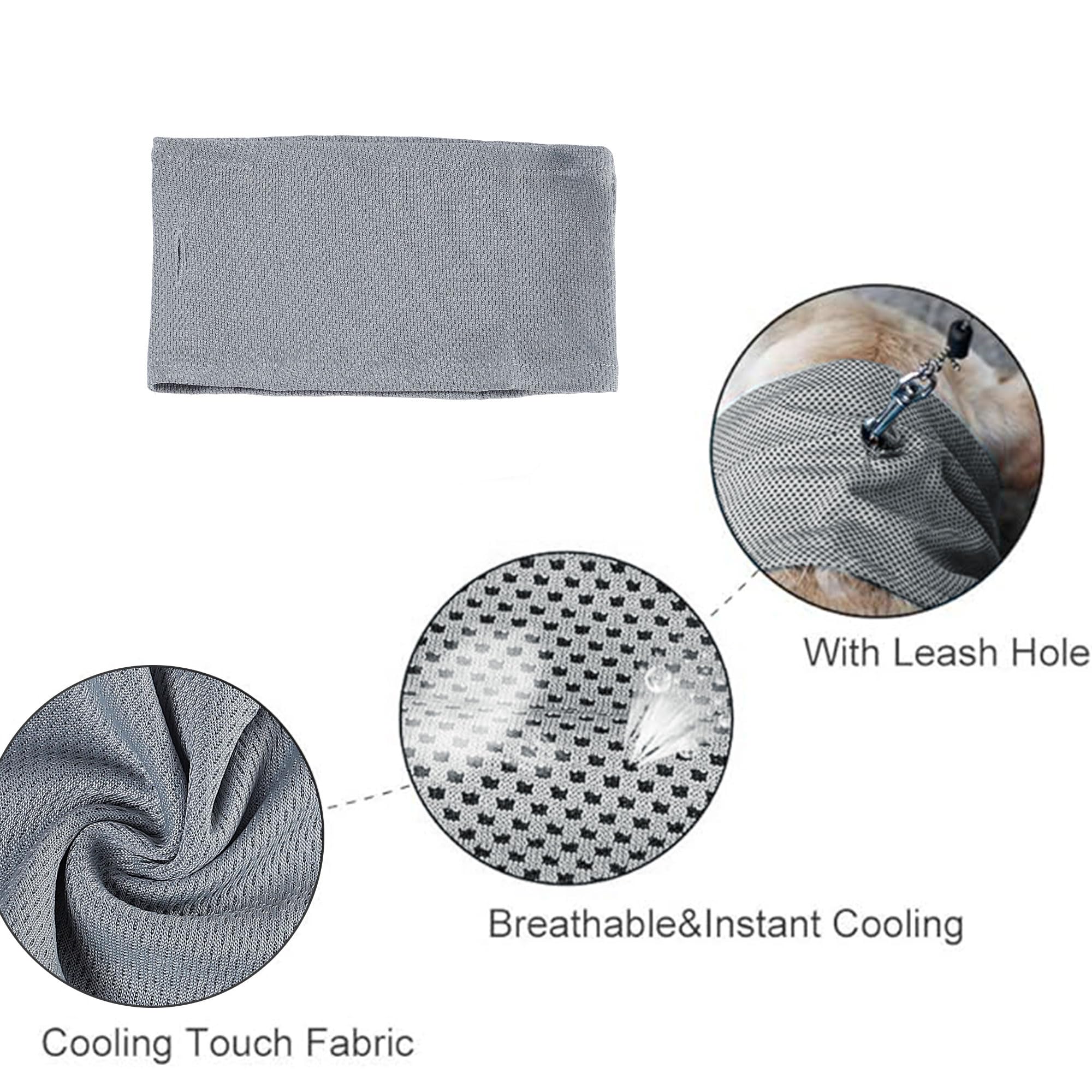 Nacoco 2 Pcs Dog Instant Cooling Scarf Summer Pet Bandana Cats Collar Ice Towels For Bulldog (Gray, M)