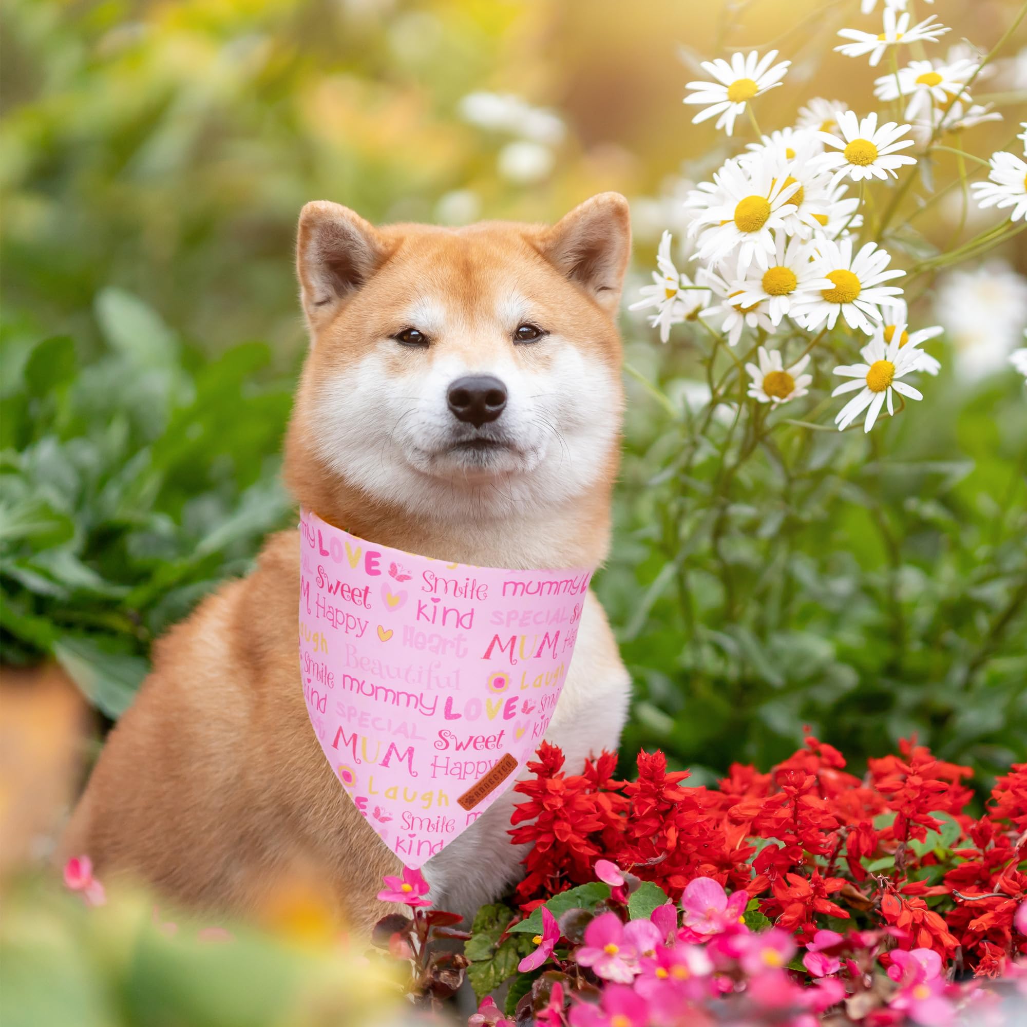 Adoggygo Mothers Day Dog Bandanas, Reversible Pink Pet Scarf, Premium Durable Fabric, Adjustable Fit Holiday Bandanas For Medium