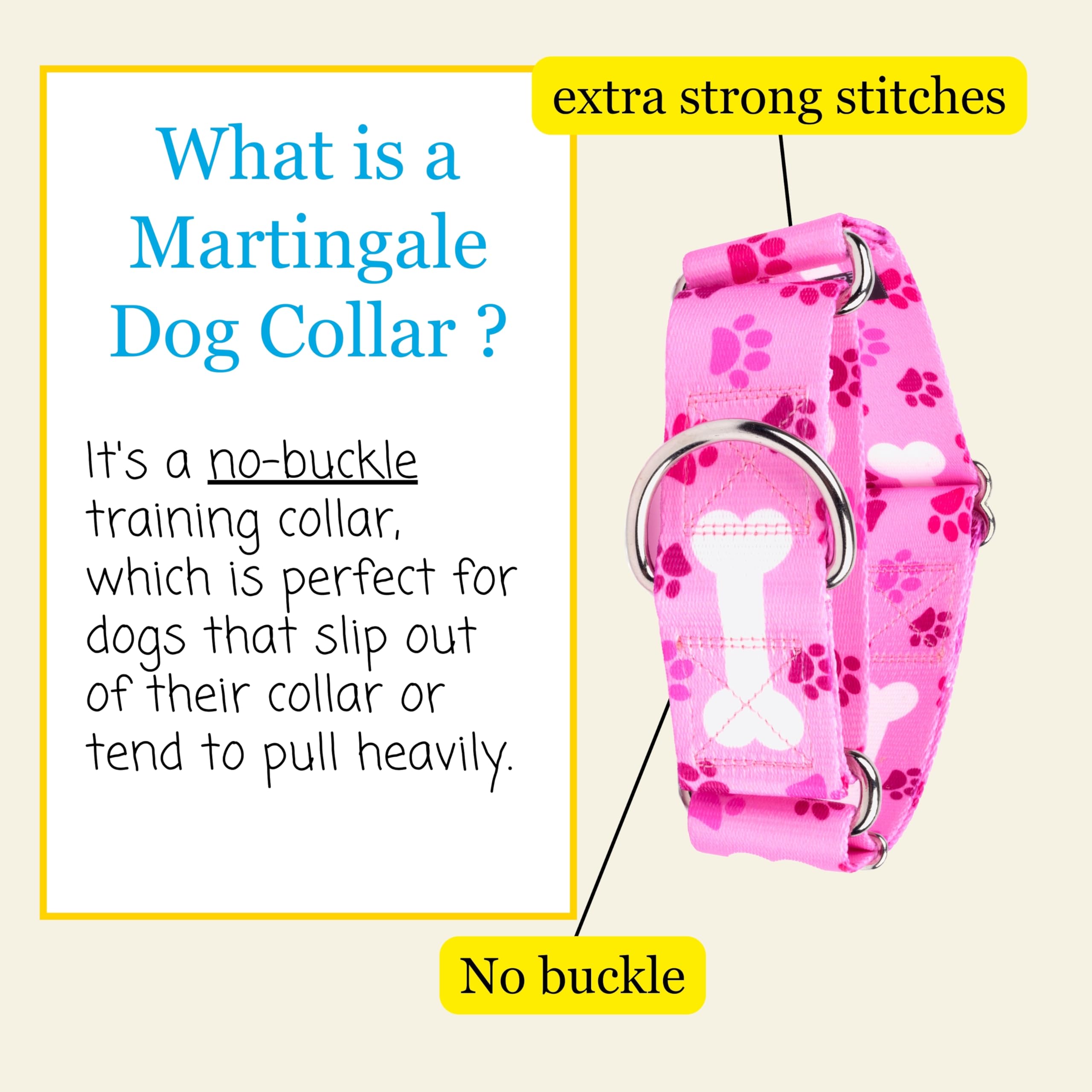 Country Brook Petz - Hossfit Jr Wide Martingale Dog Collar - Dog'S Life Collection Featuring Playful Designs (Pink Oh My Dog, Ex