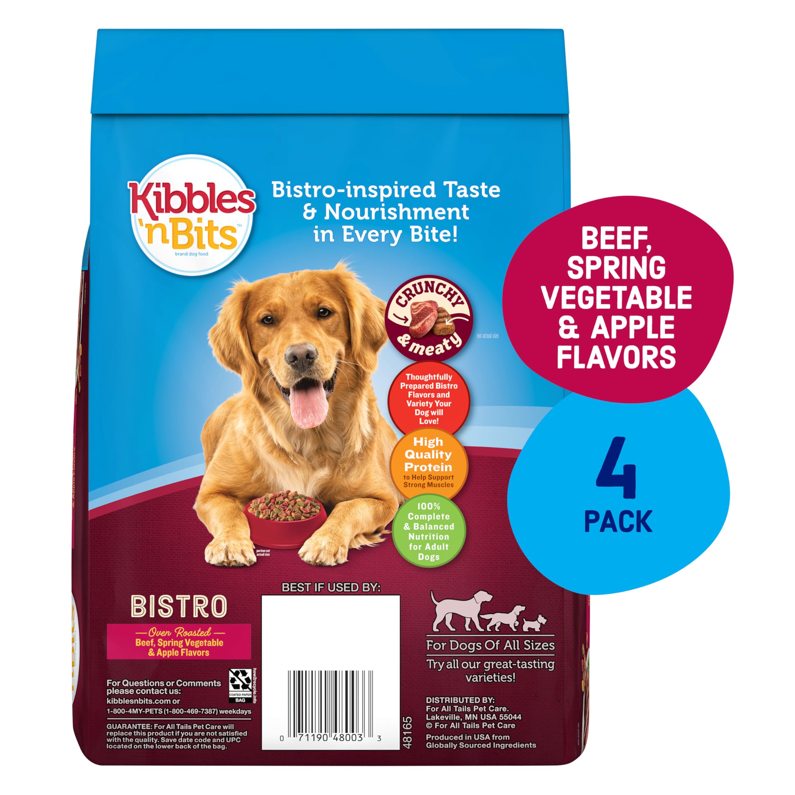 Kibbles N Bits Bistro Oven Roasted Beef Flavor Dry Dog Food, 3.5 Lb (Pack Of 4)