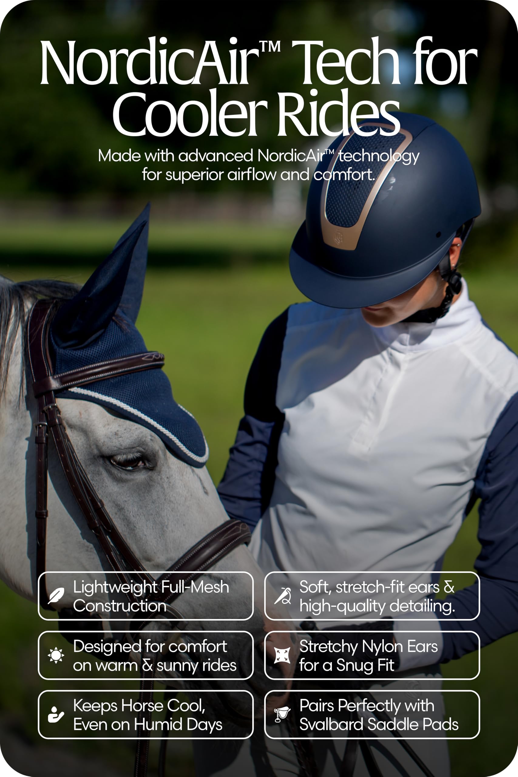 Equinavia Svalbard NordicAir Tech Ear Net - Navy - Horse