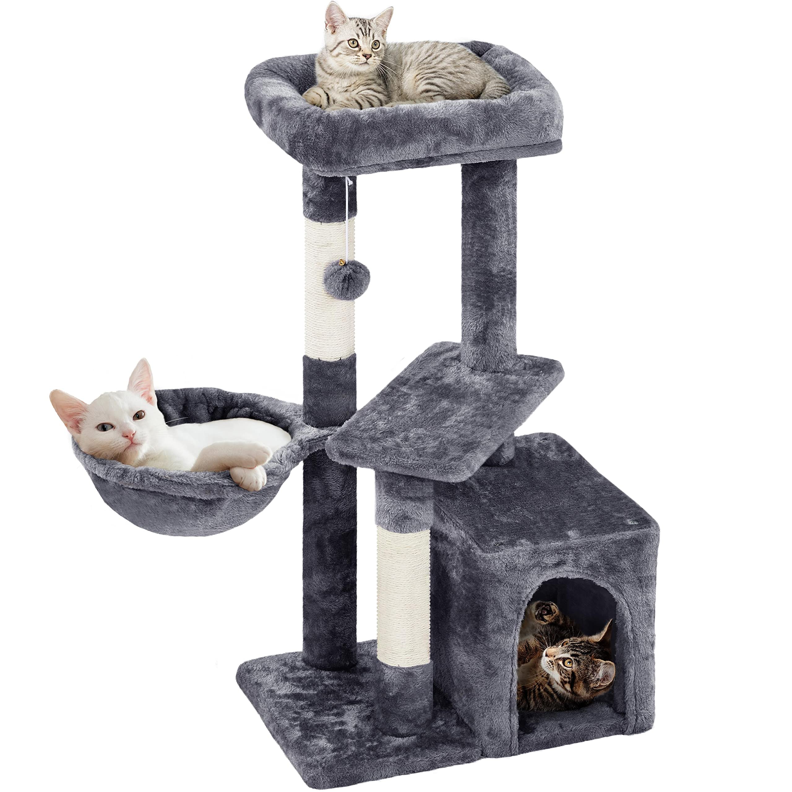 Topeakmart Cat Tree 33In Cat Tower, Multi-Level Cat Condo With Extra Scratch Boards And Sisal Posts As Kitty Activity Center