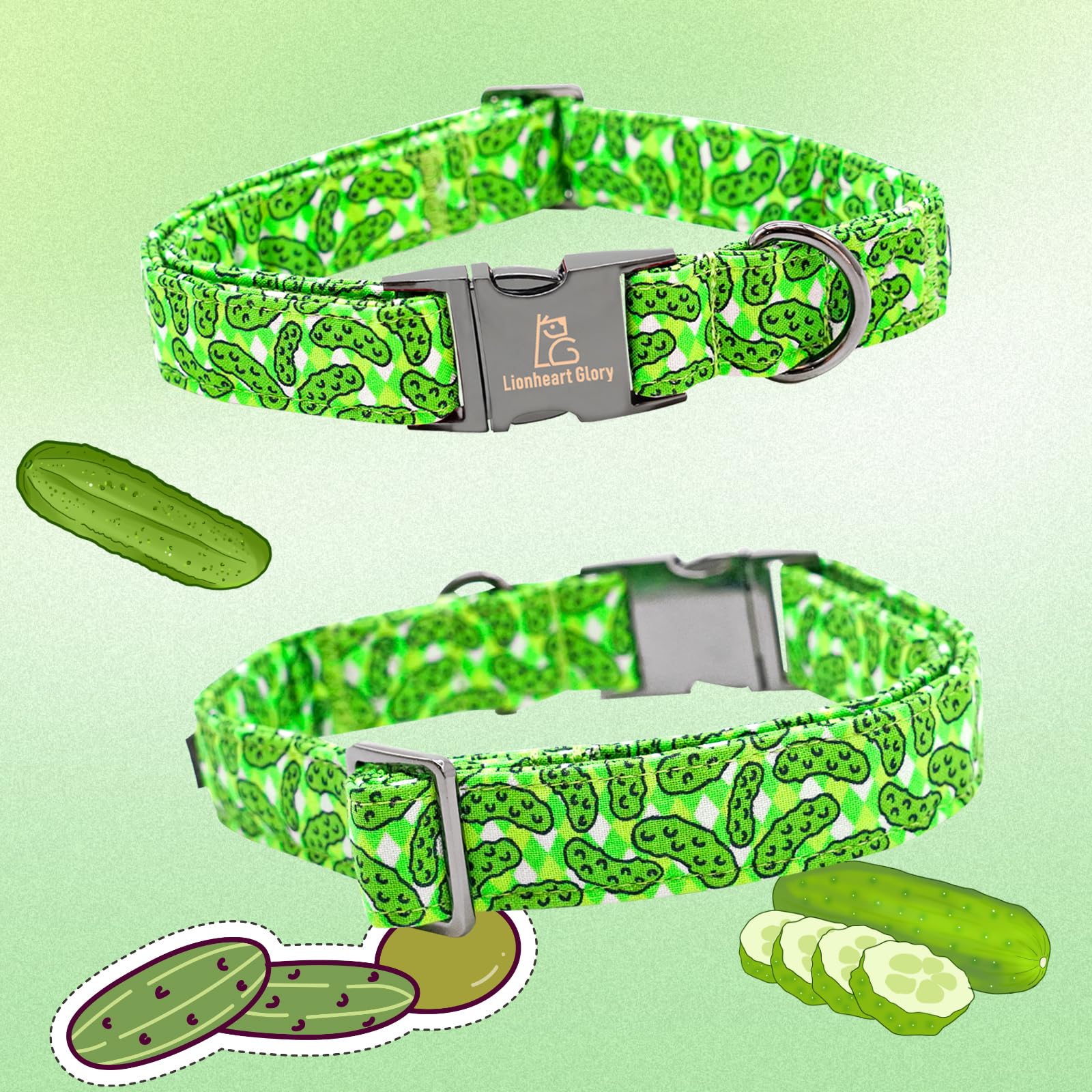 Lionheart Green Dog Collar - Soft & Durable, Adjustable & Comfortable Gift Collar For Spring Or Fall