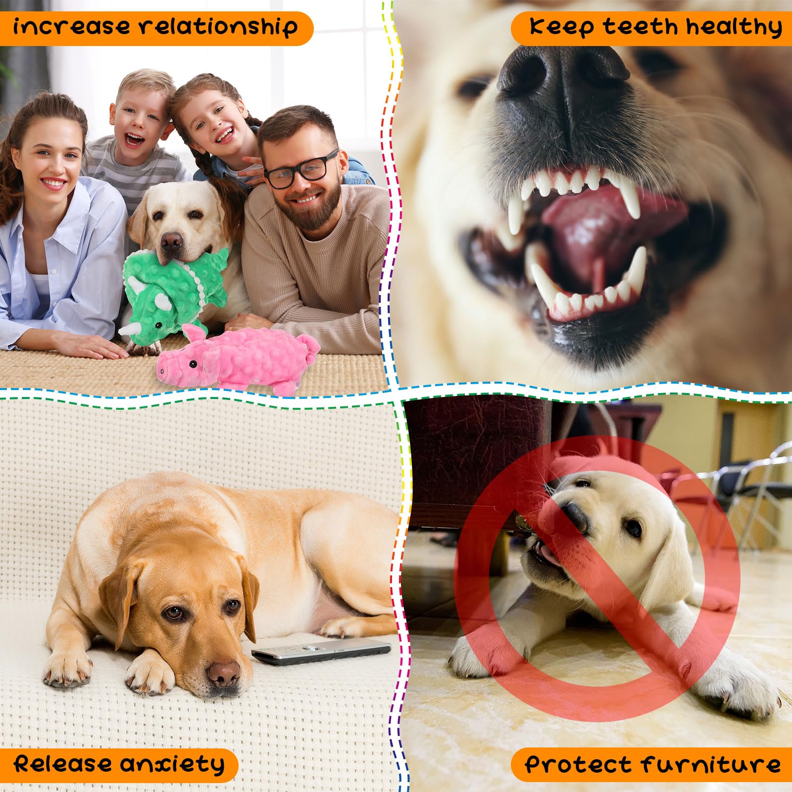 Outus 20 Pcs No Stuffing Dog Squeaky Toys Bulk For Aggressive Chewers, Crinkle Teething Chew Plush Toys For Small Medium Large P