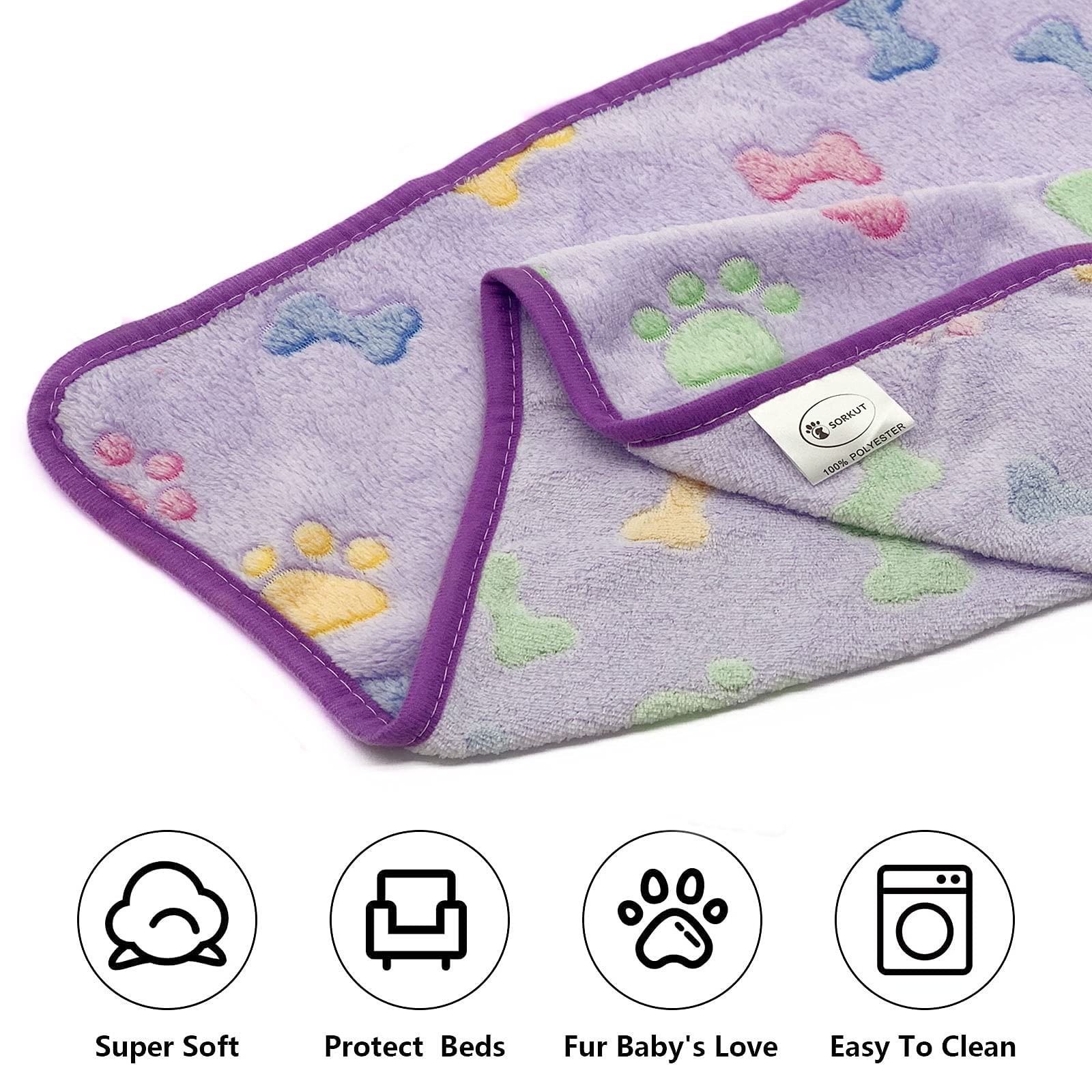 1 Pack 3 Puppy Blankets Super Soft Warm Sleep Mat Bone Print Cute Blanket Fluffy Premium Fleece Pet Blanket Flannel Throw Dog Blankets For Small Dogs Puppy Cat,Small(23'X15')
