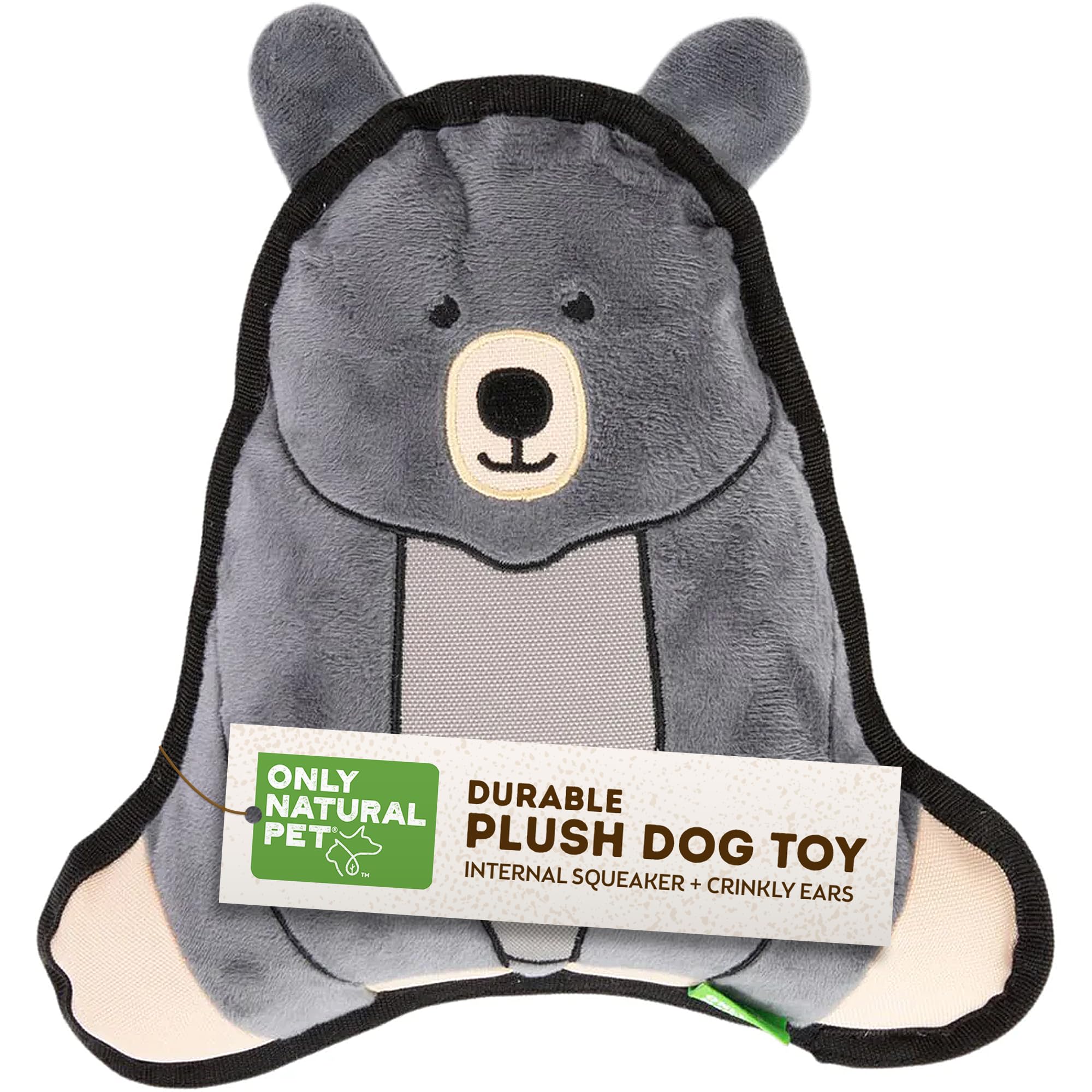 Only Natural Pet Mountain Friends Recycled Plush Dog Toys - Durable Double-Stitched Design with Internal Squeaker & Crinkly Ears