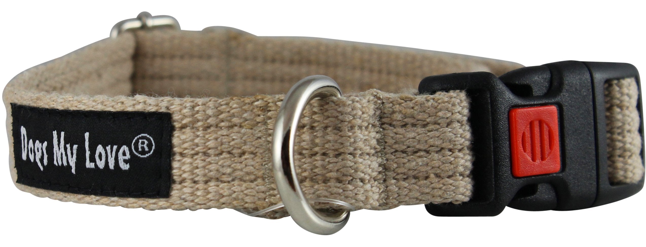 Cotton Web Adjustable Dog Collar With Locking Device 4 Sizes Beige (Small: Neck 11.5'-15.5'; Width 1/2')