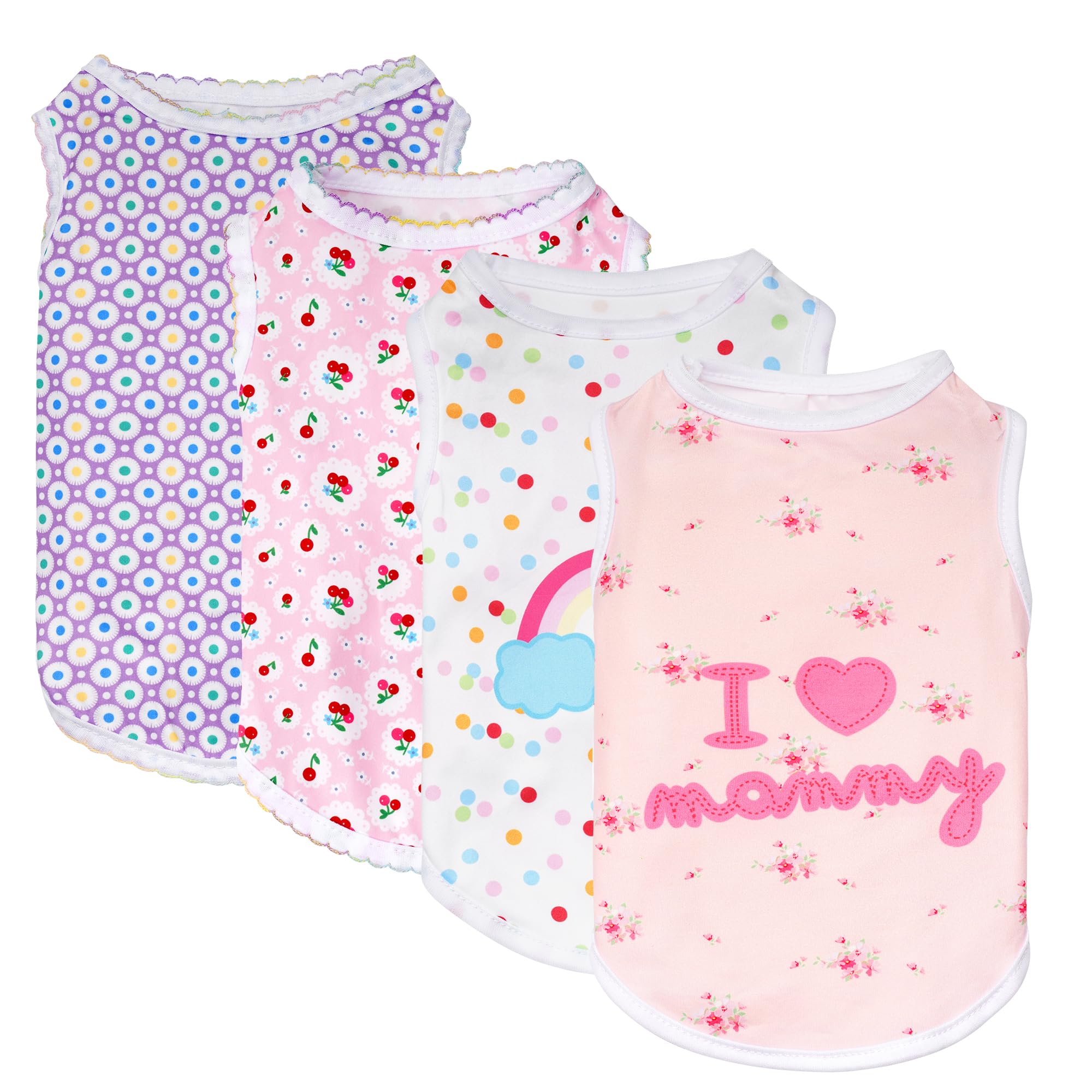 Choyaxo 4Pcs Dog Shirts Sleeveless Printed Pet Vest For Chiuahaha Small Medium Dogs Spring Summer