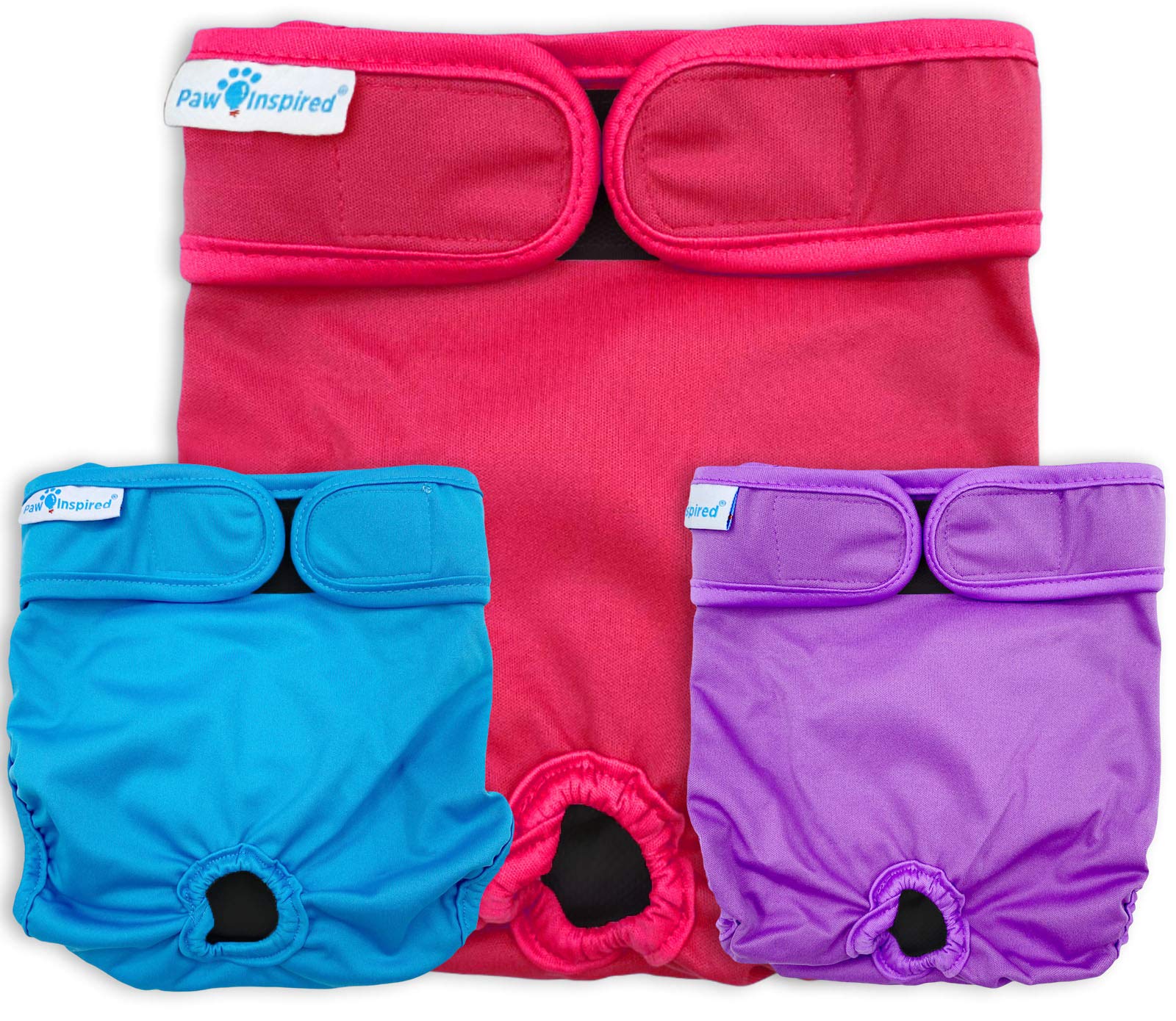 Paw Inspired Washable Dog Diapers | Reusable Dog Diapers | Female Dog Diapers | Absorbent Dog Diapers | Doggie Diaper | 3 Pc | M