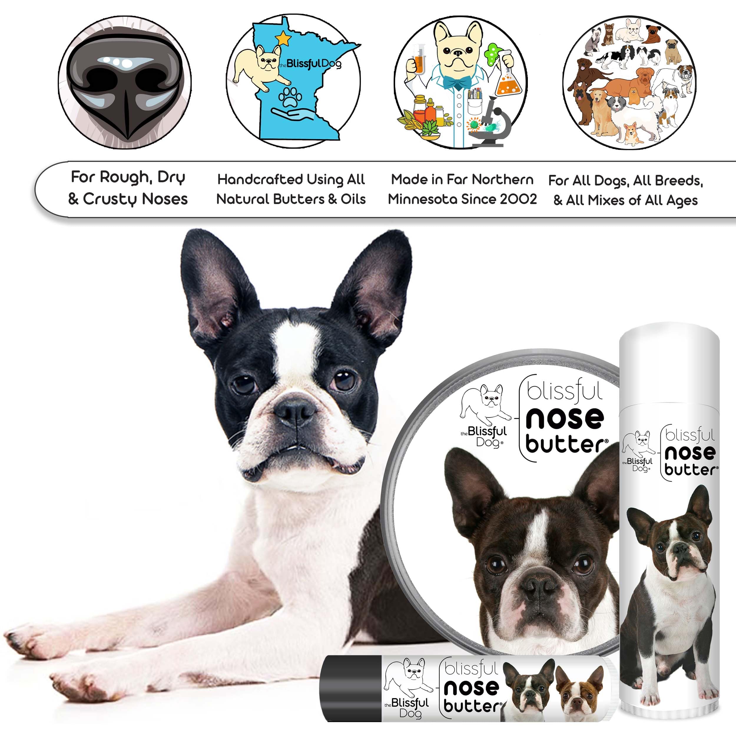 The Blissful Dog Boston Terrier Unscented Nose Butter, 0.50-Ounce