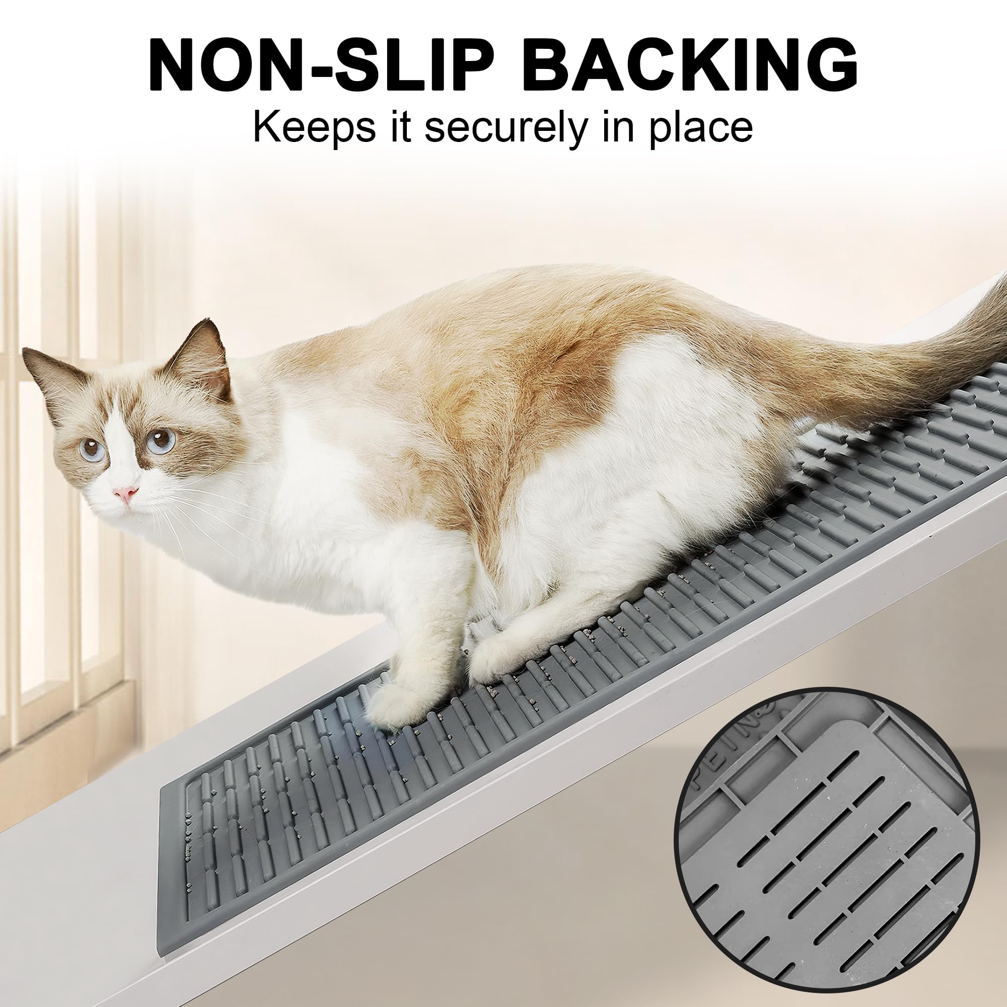 Petnova Large Silicone Litter Mat: 32'' X 21'' Groove Design Litter Trapping Mat Easy To Clean - Waterproof Urineproof Raised Ed