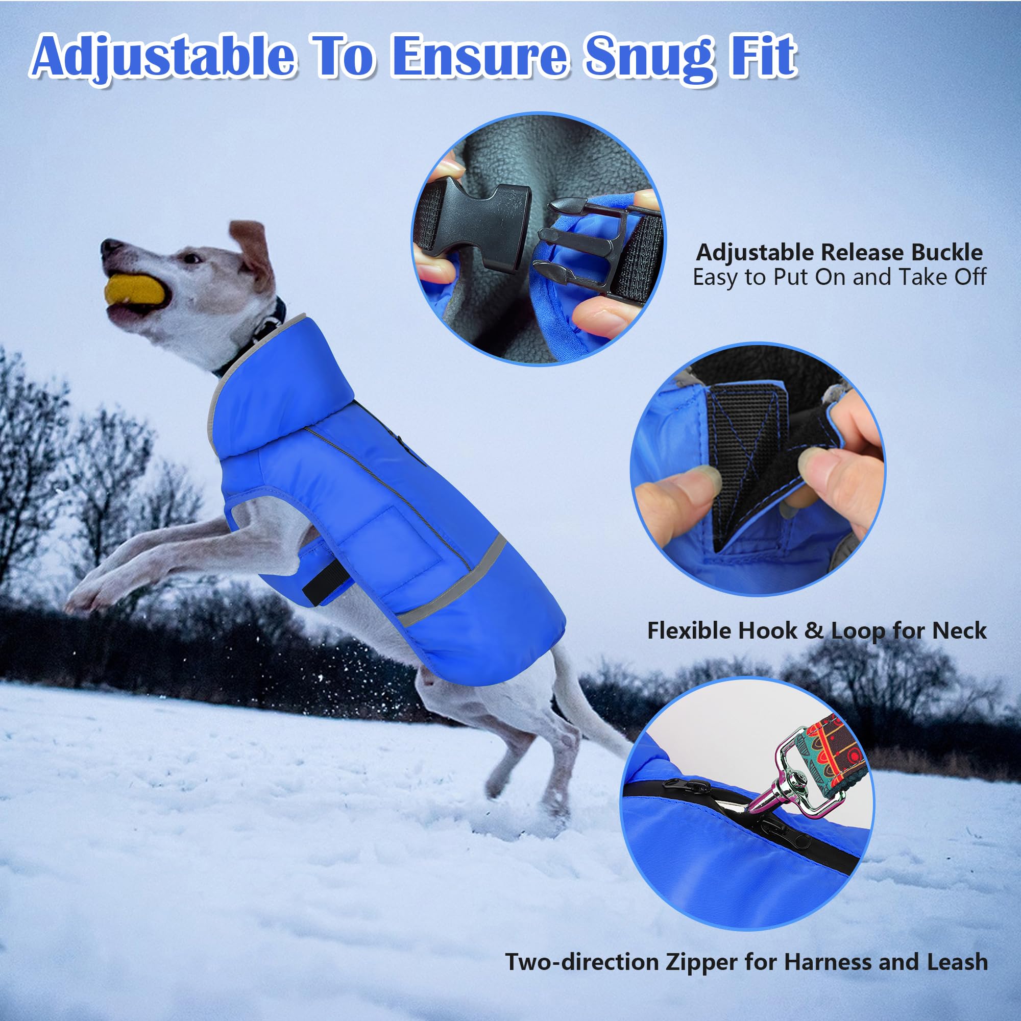 Dogcheer Dog Coat - Waterproof, Adjustable Winter Coat With Buckle, Reflective, Windproof, Snow Jacket, Fleece Sweater For Small