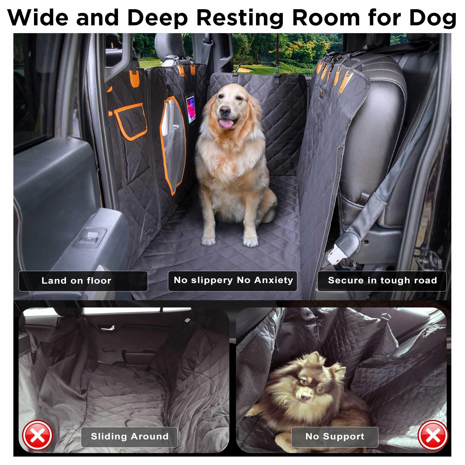 Itnast Xl Dog Seat Cover For Truck, Waterproof Dog Floor Hammock For Crew Cab Trucks With Mesh Window, Heavy Duty Scratch-Proof