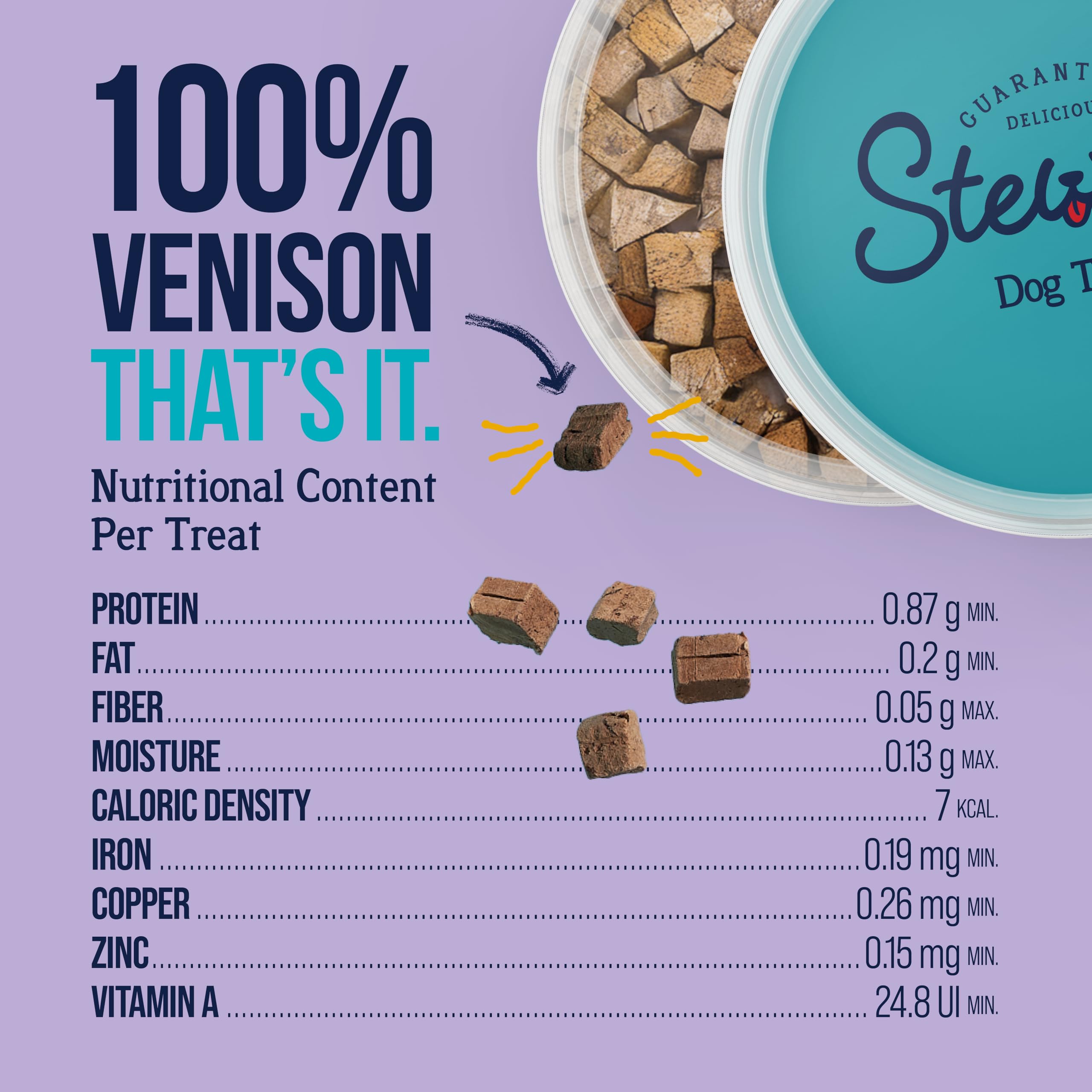 Stewart Single Ingredient Freeze Dried Raw Dog Treats, Venison Liver, 3 Ounce Resealable Pouch, Training Treats or Meal Topper D
