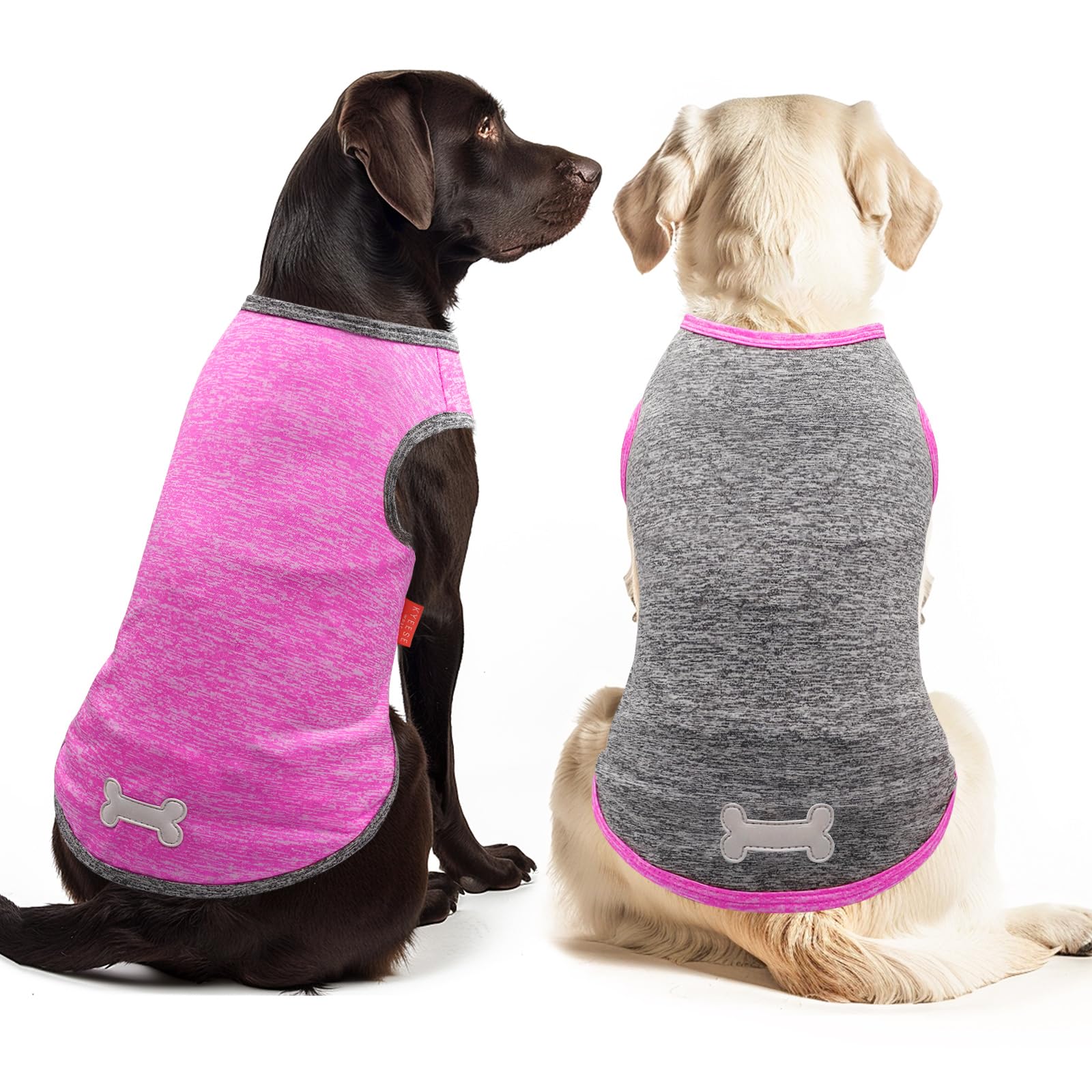 Kyeese 2 Pack Dog Shirts Quick Dry Soft Stretchy Dog T-Shirts With Reflective Label Tank Top Sleeveless Vest Pet Clothes For Sma