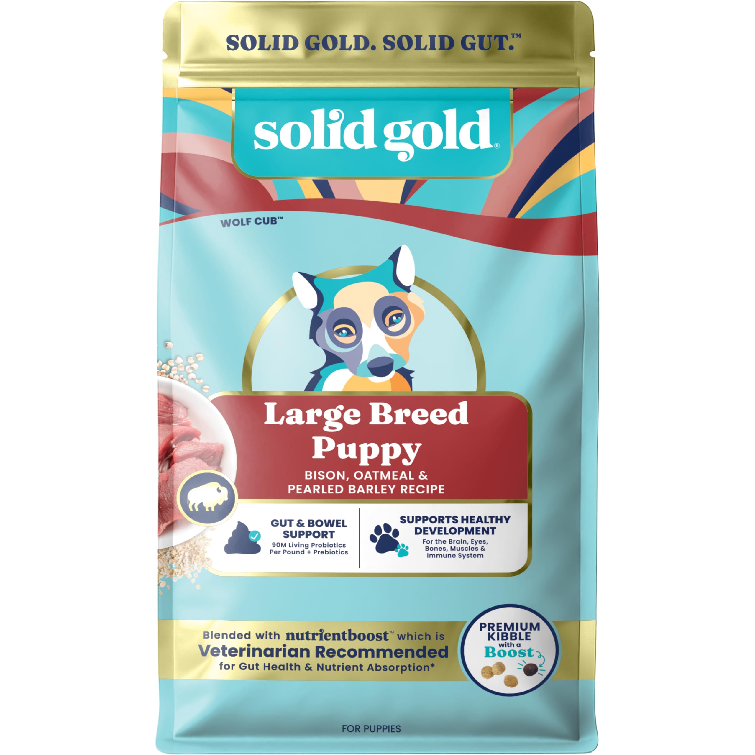 Solid Gold Large Breed Puppy Dog Food Dry Kibble - High Protein Dry Puppy Food for Large Breed Dogs w/Real Bison, Healthy Whole