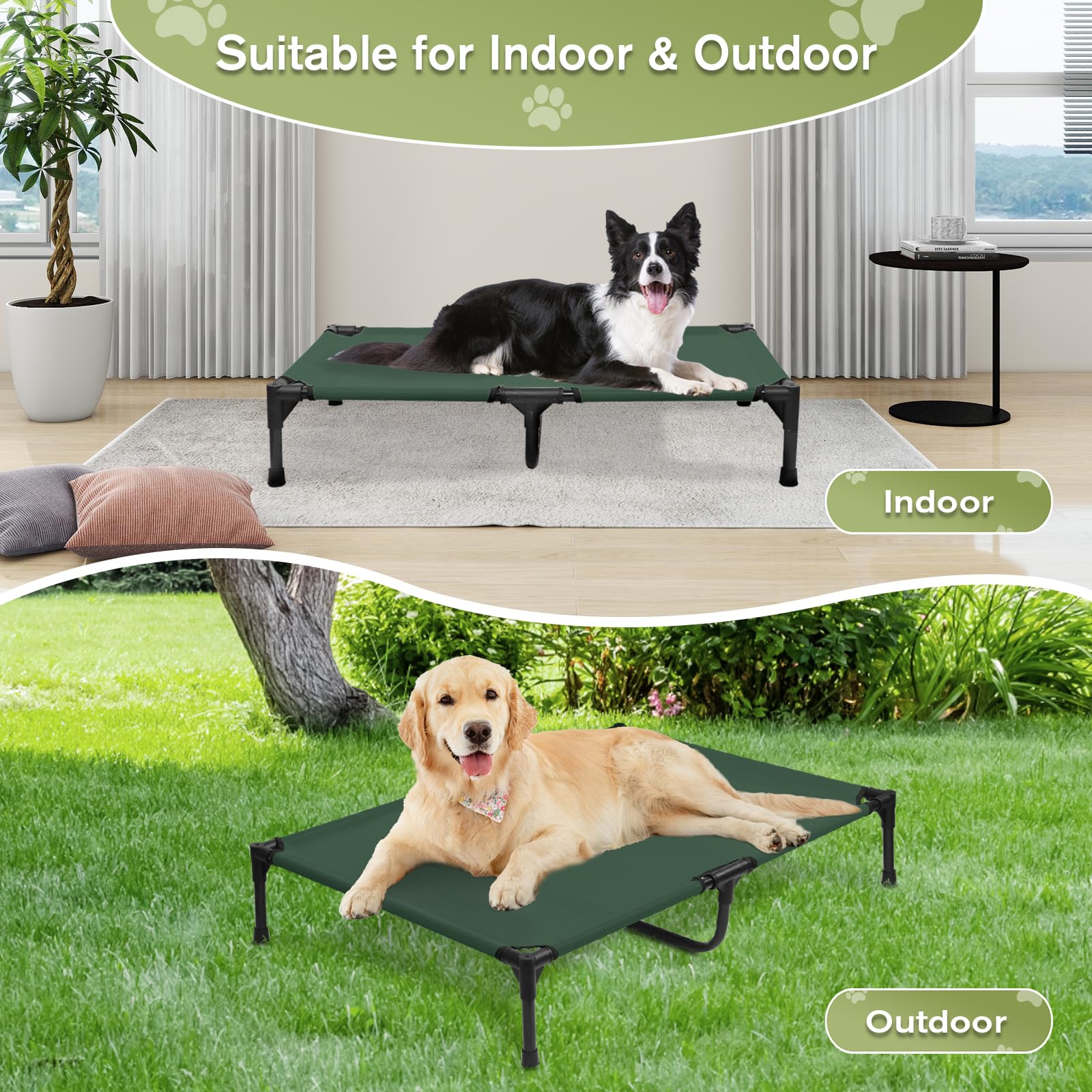 Elevated Dog Cots Beds For Large Dogs, Cooling Raised Pet Beds Large Sized Dog With Washable Breathable Mesh, Lifted Pet Cot For