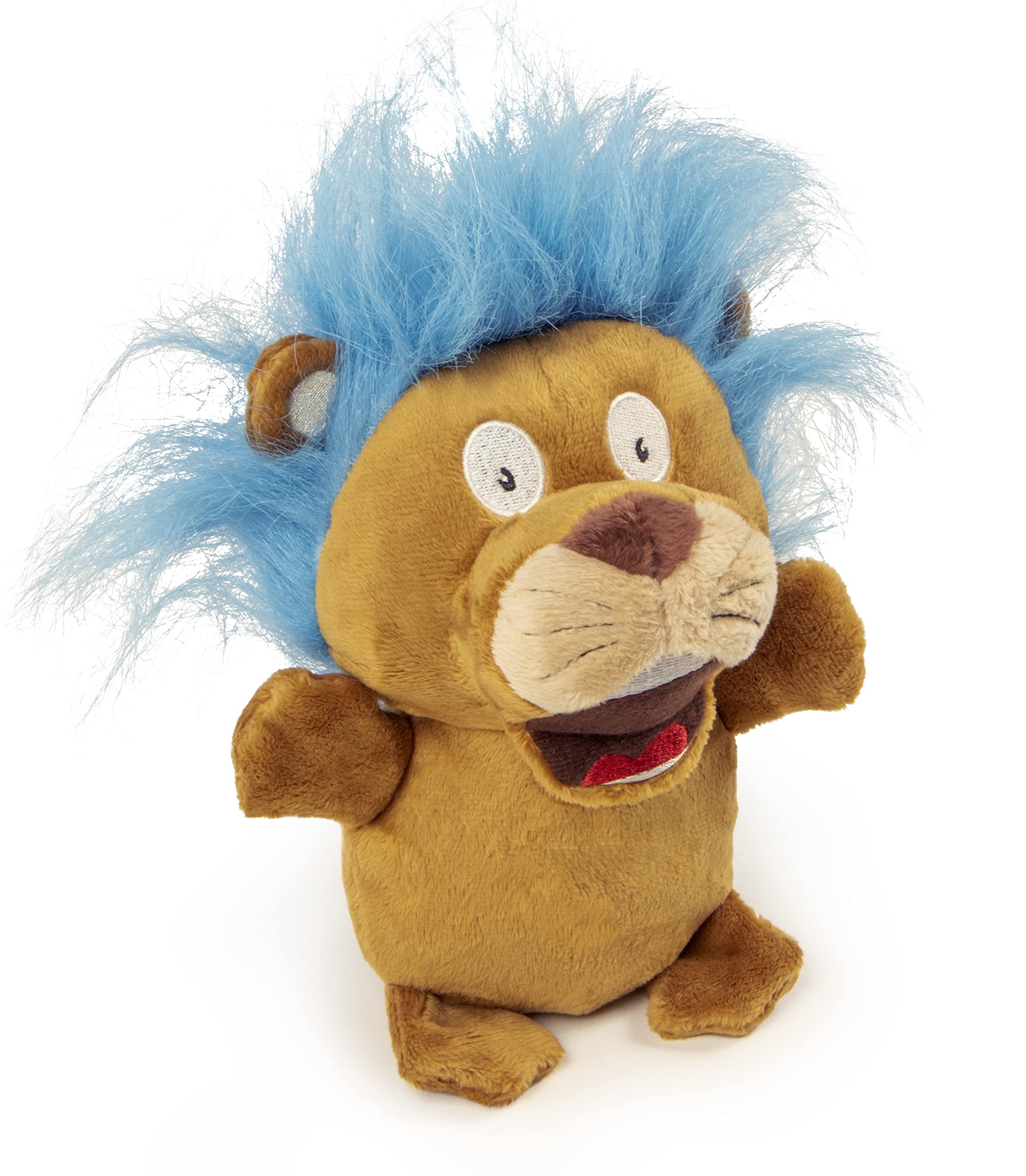Godog Crazy Hairs Lion Silent Squeak Plush Dog Toy, Chew Guard Technology - Tan, Small