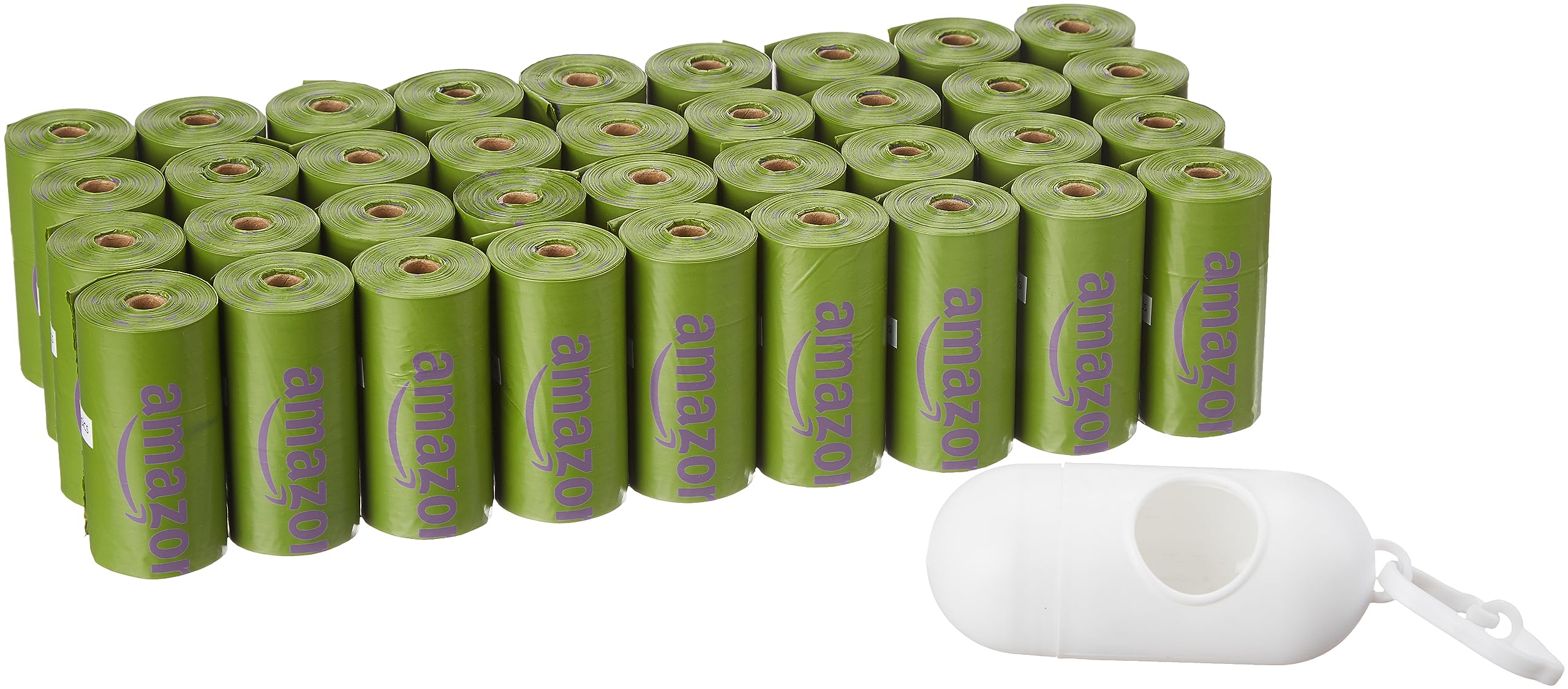 Amazon Basics Dog Poop Bags With Dispenser, 540 Count, Enhanced For Guaranteed Leakproof, Lavender Scented, Includes Leash Clip