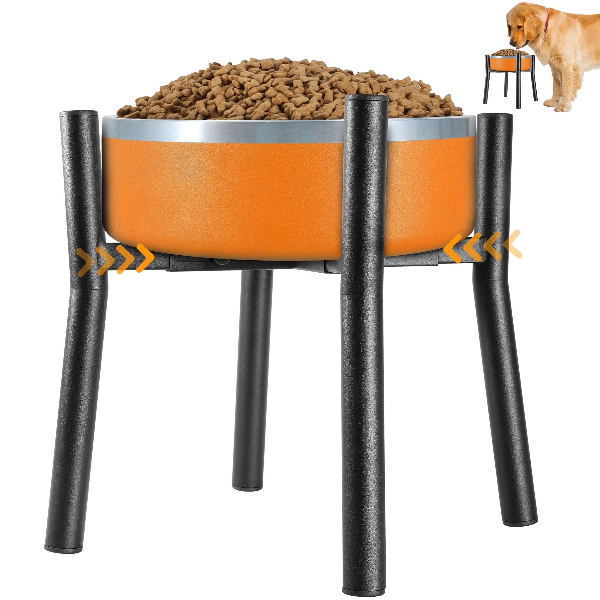 PROERR Lifted Dog Bowl Stand - Without Bowls, Single Raise Pet Food Table Adjustable Wide 7-11, Tall 12 - Bowl Stand Size Option