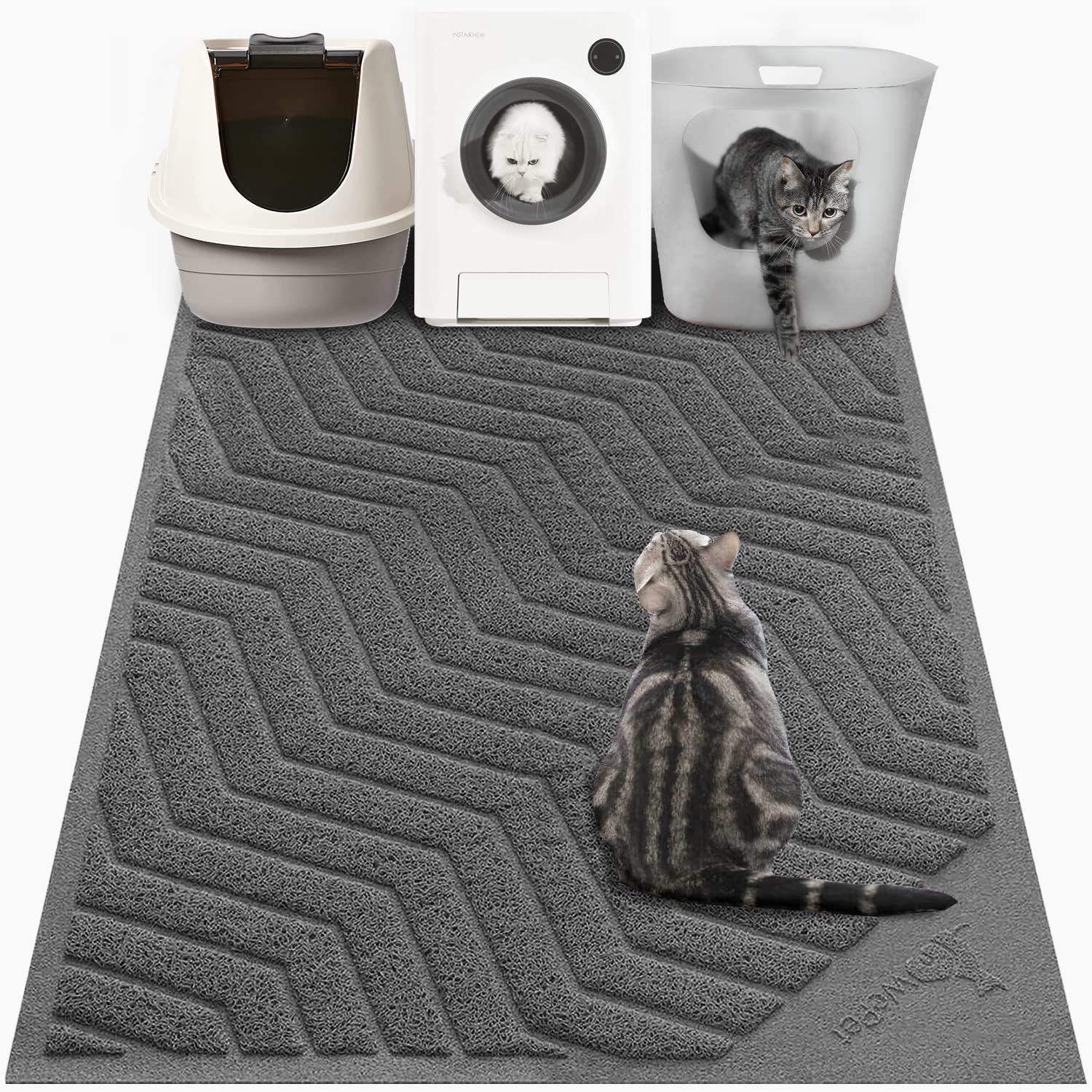 WePet Cat Litter Box Mat(No. 02-2), Kitty Premium PVC Pad, Durable Trapping Rug, Phthalate Free, Urine-Resistant, Scatter Contro