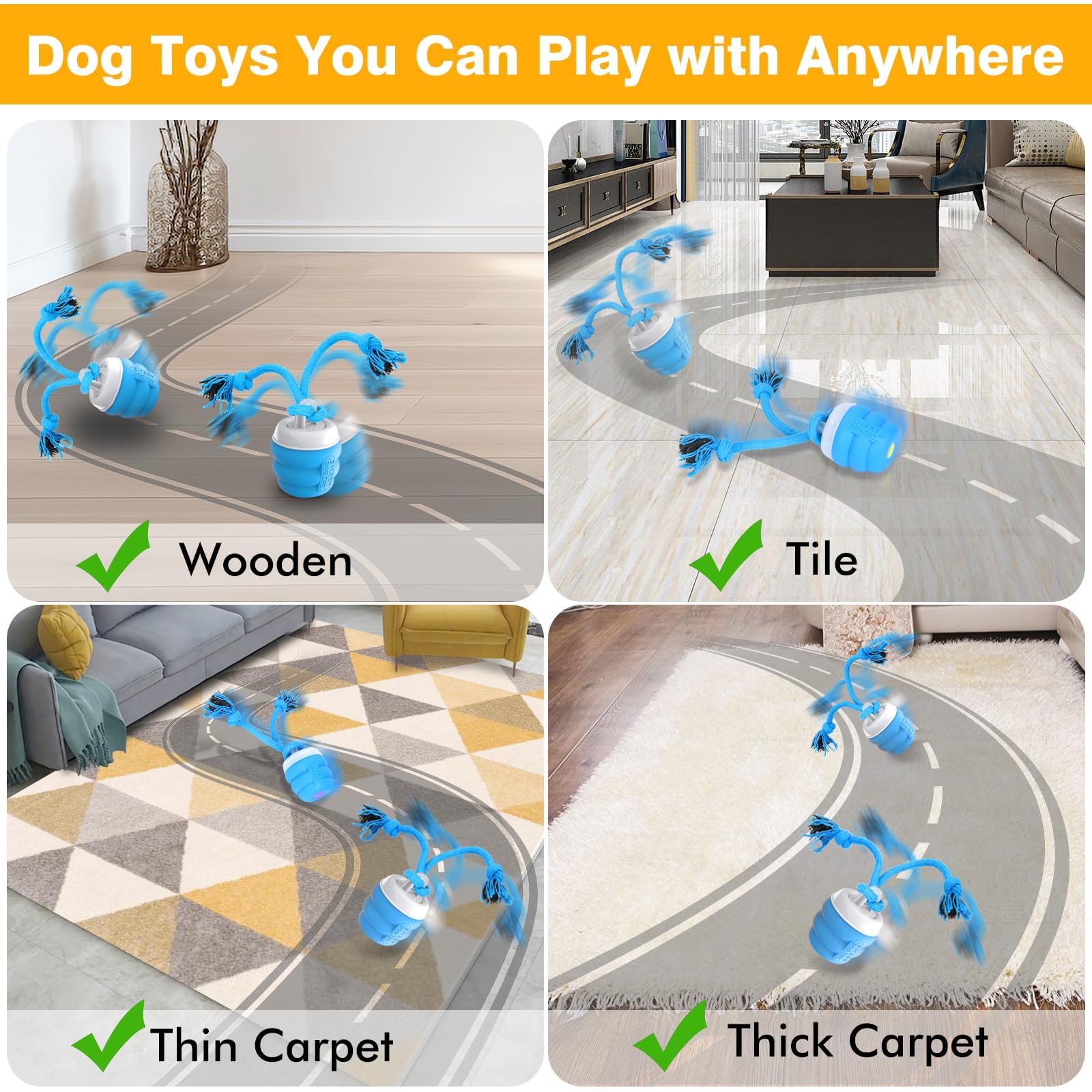 Puhohun Interactive Dog Toys Ball - Fun Moving Dog Toys To Keep Them Busy | Rechargeable Smart Automatic Dog Ball For Large, Med