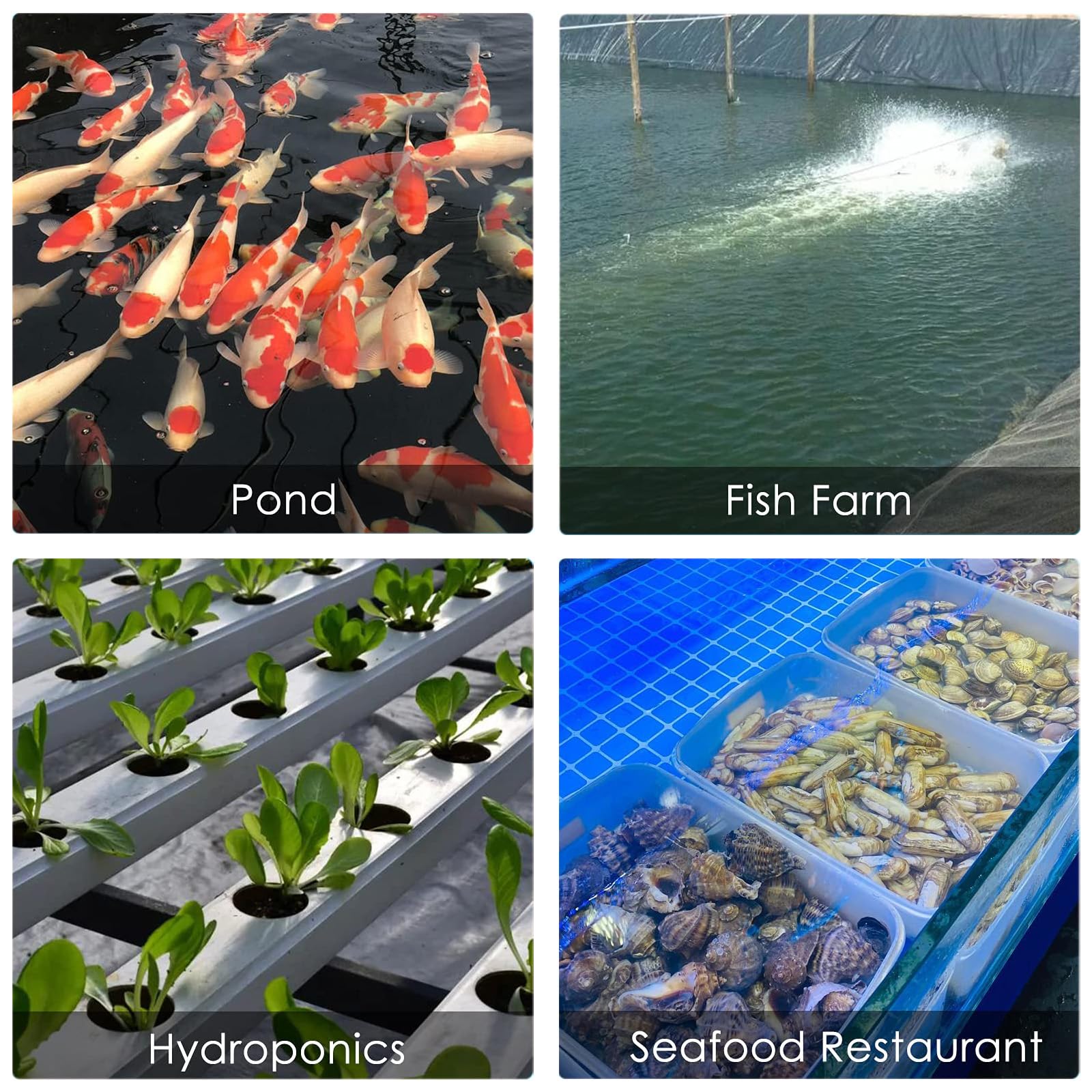 FUMAK Aquarium Air Pump - 650GPH Commercial Bubbler & Aerator, Model ACO-001, Hydroponic Use, Durable Aluminum Construction
