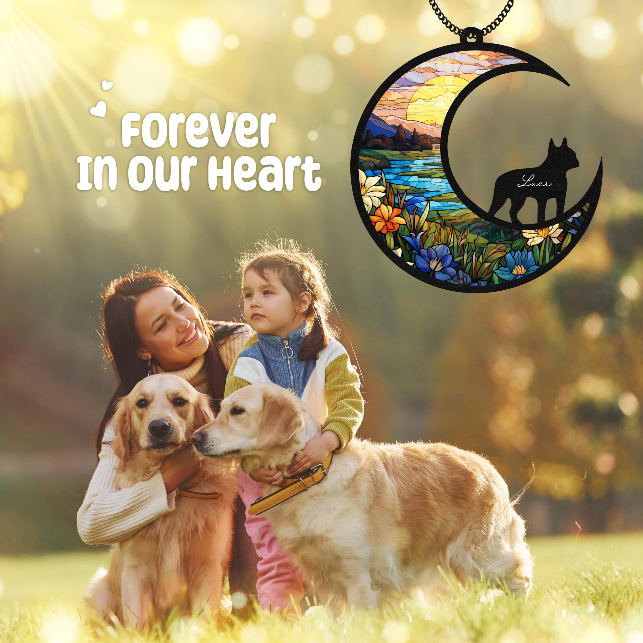 6' Boston Terrier Dog Memorial Suncatcher Personalized Name Dog Breed Pet Ornament Window Car Hanging Sympathy Gift For Loss Of