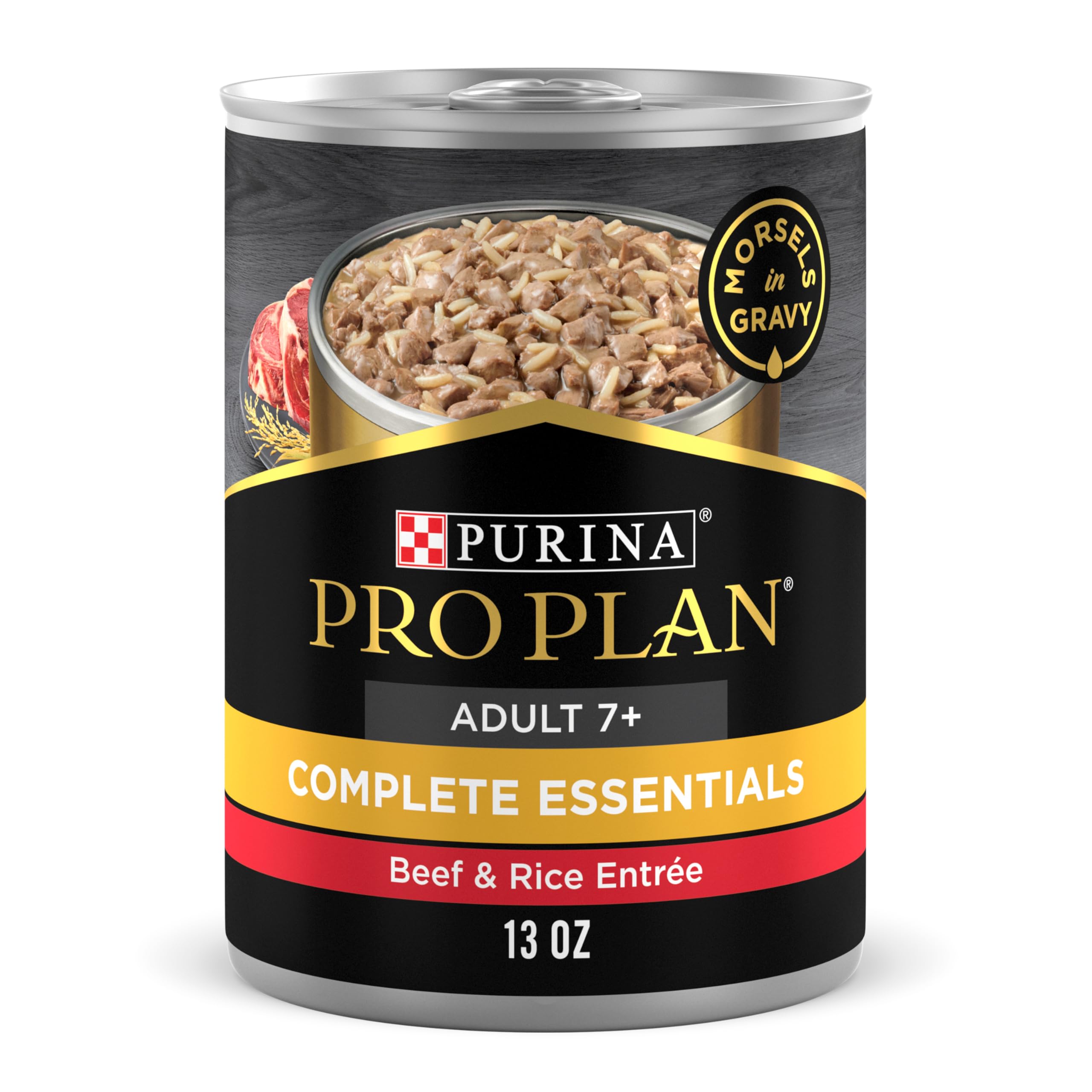 Purina Pro Plan High Protein Senior Wet Dog Food, Beef and Rice Entree - (Pack of 12) 13 Oz. Cans