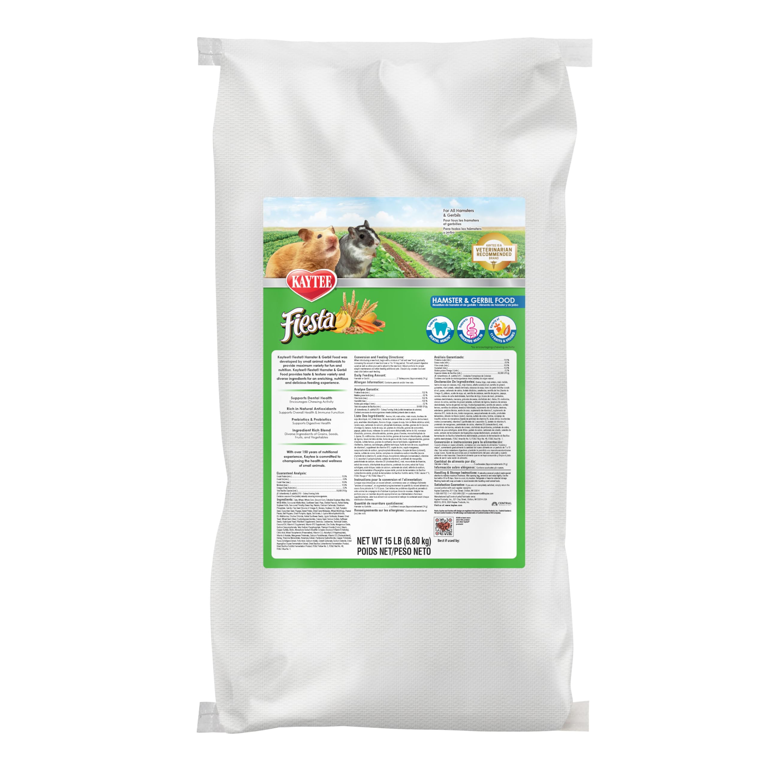 Kaytee Fiesta Hamster and Gerbil Food Flavor Medley 15 Pounds
