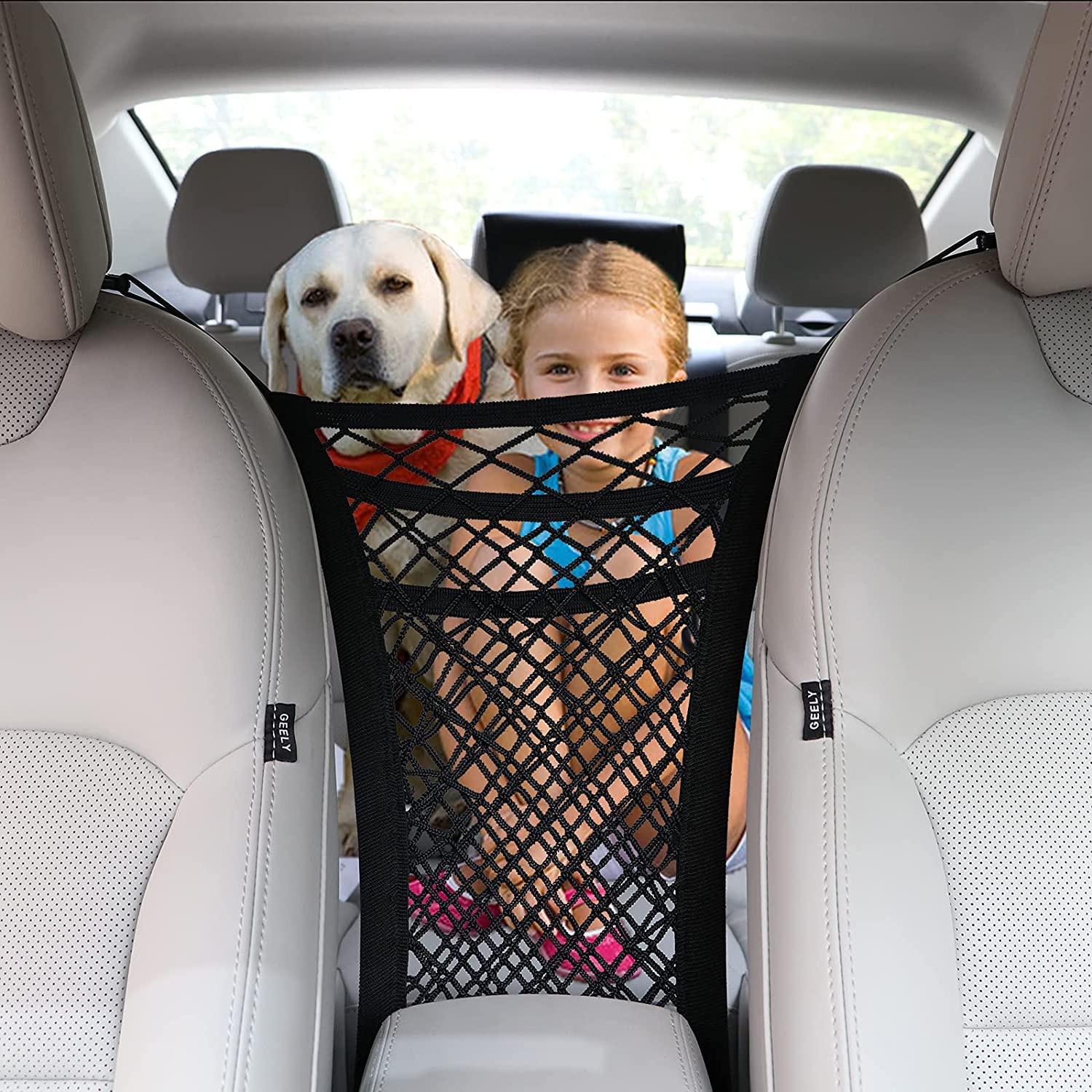 Automaze 3Layer Car Mesh Organizer, General Purpose Car Mesh Bag Between Seats, Special Car Mesh Barrier For Dogs In The Rear S