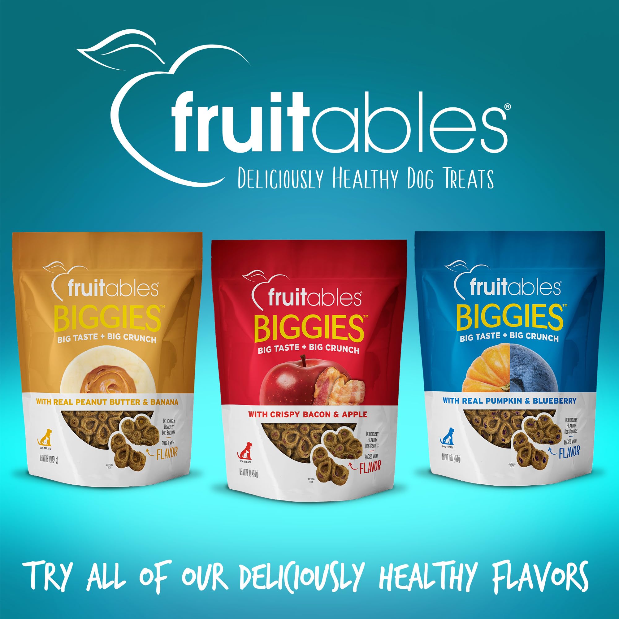 Fruitables Biggies Dog Biscuits - Crunchy Dog Biscuits Made with Pumpkin - Healthy Dog Treats Packed with Real Fruit Flavor - Fr