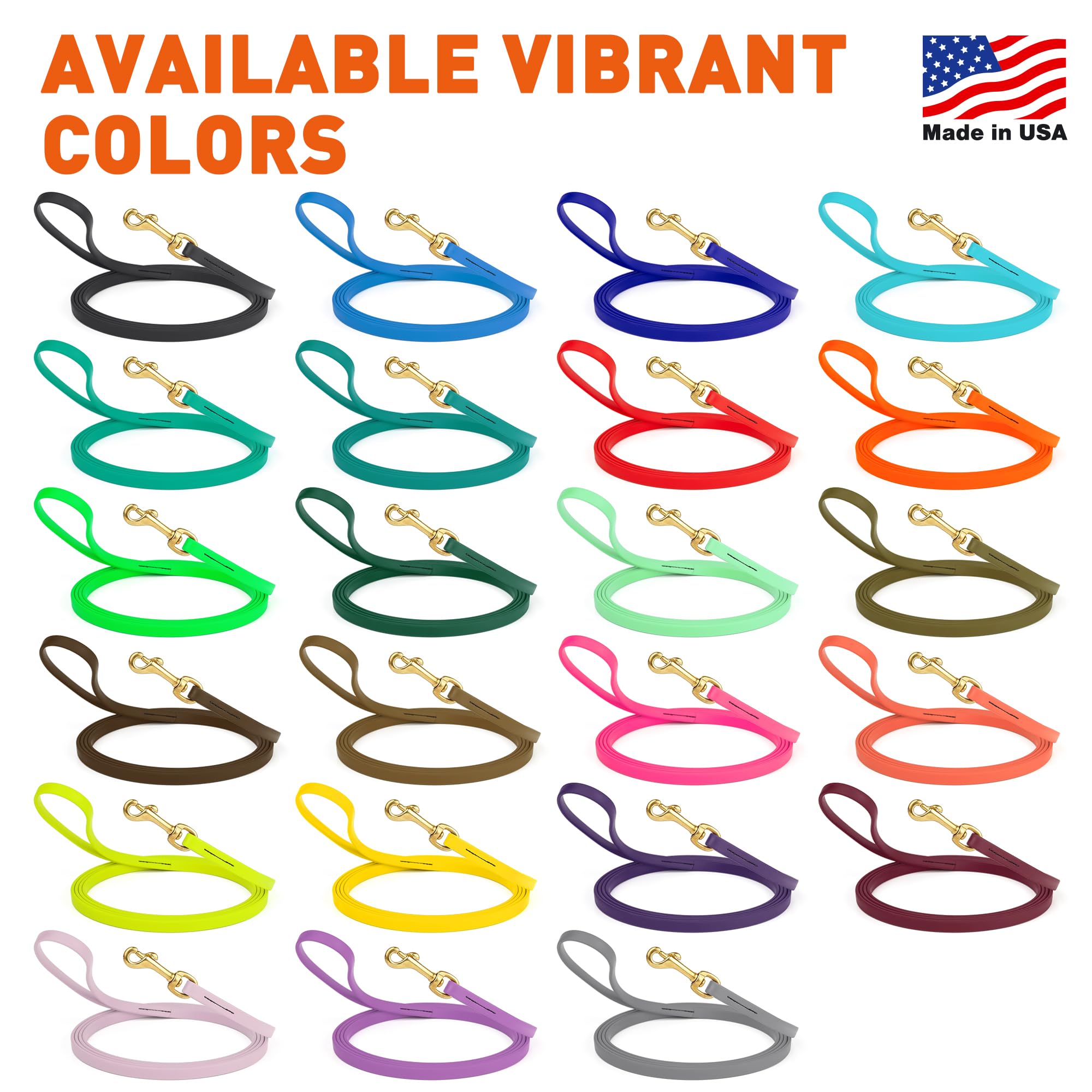 Viper Biothane K9 Working Dog Leash Waterproof Lead for Tracking Training Schutzhund Odor-Proof Long Line with Solid Brass Snap