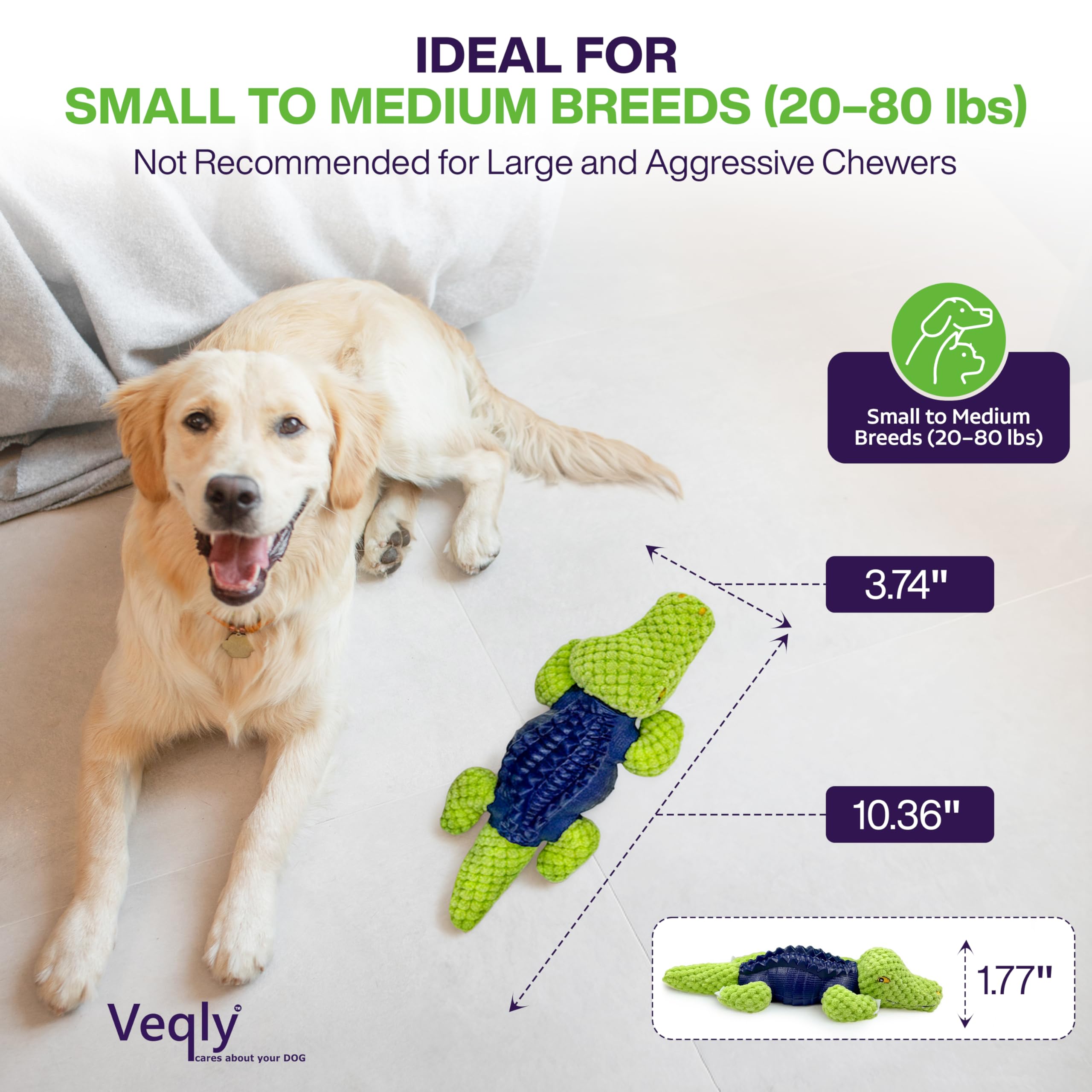 Dog Chew Toys for Small and Medium Breeds, Squeaky Dog Toys Plush, Interactive Dog Toys to Keep Them Busy, Alligator Dog Puzzle