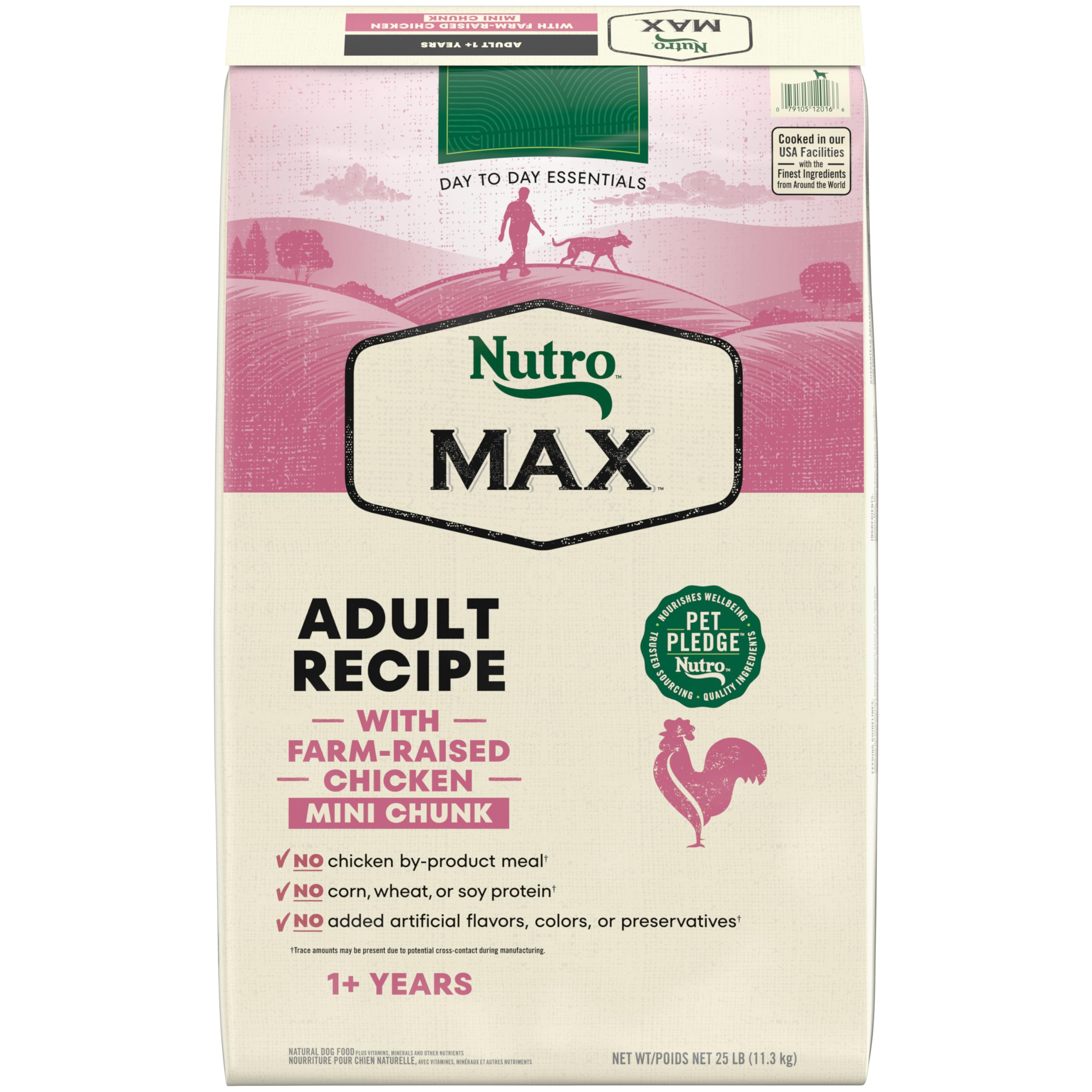Nutro Max Adult Mini Chunk Dry Dog Food with Farm-Raised Chicken, 25 lb. Bag
