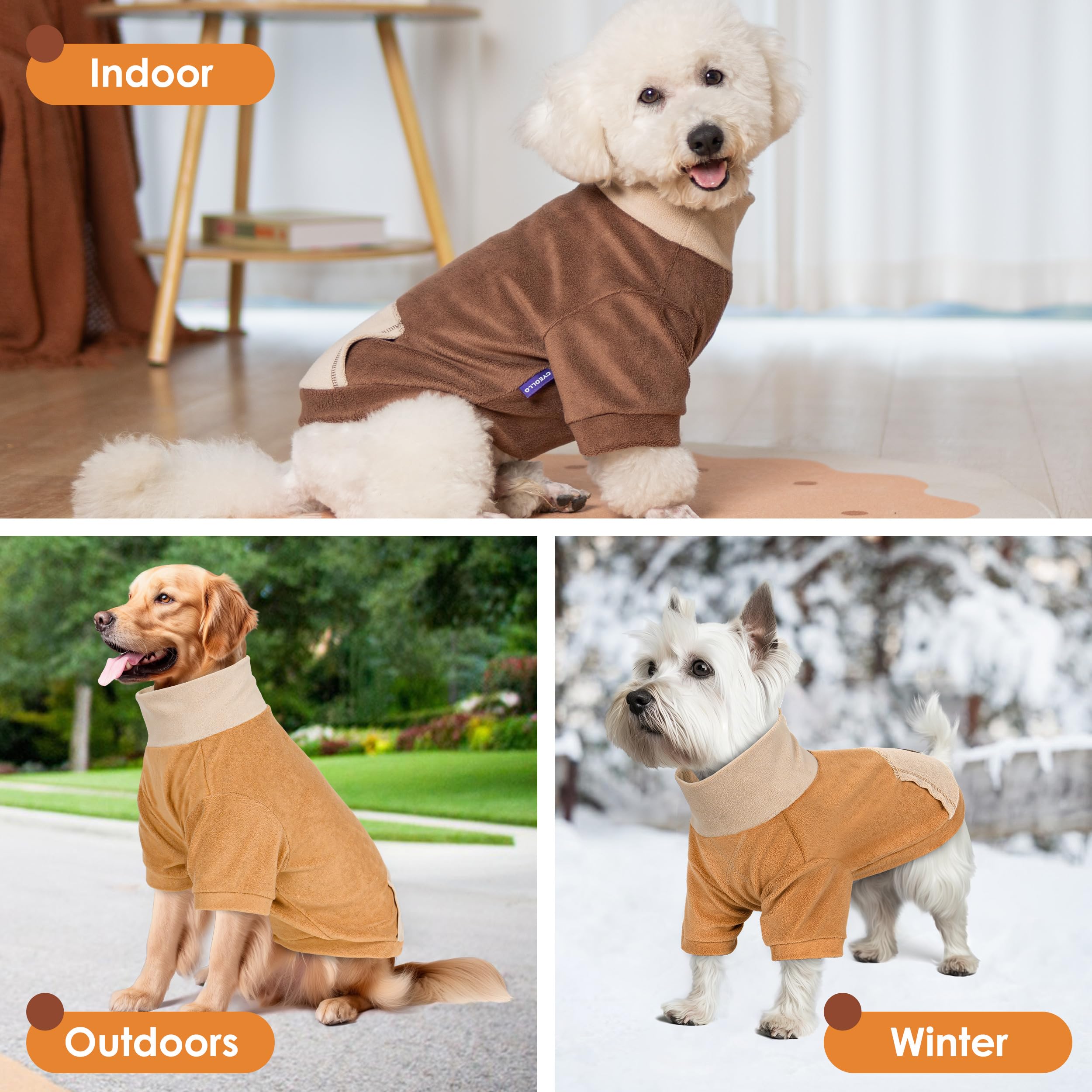 Cyeollo 2 Pack Fleece Dog Sweater, Soft Turtleneck Sweater For Small Dogs, Winter Warm Large Dog Sweatshirt, Stretchy Comfortabl