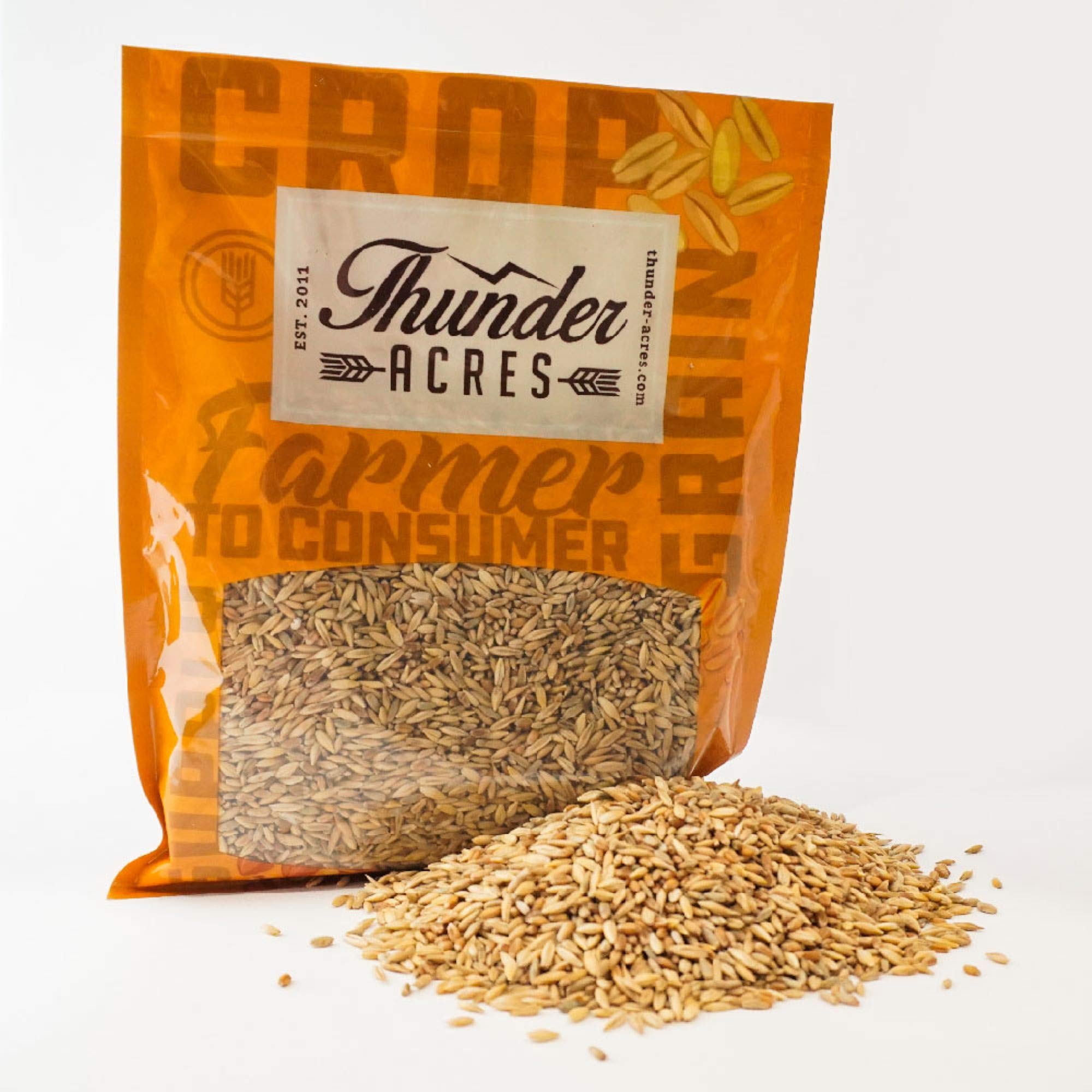 Thunder Acres Cat Grass Blend, Wheat, Barley, Oats, and Rye Mix, Non-GMO, Certified Organic, Bonus CAT Toy (5 LB)