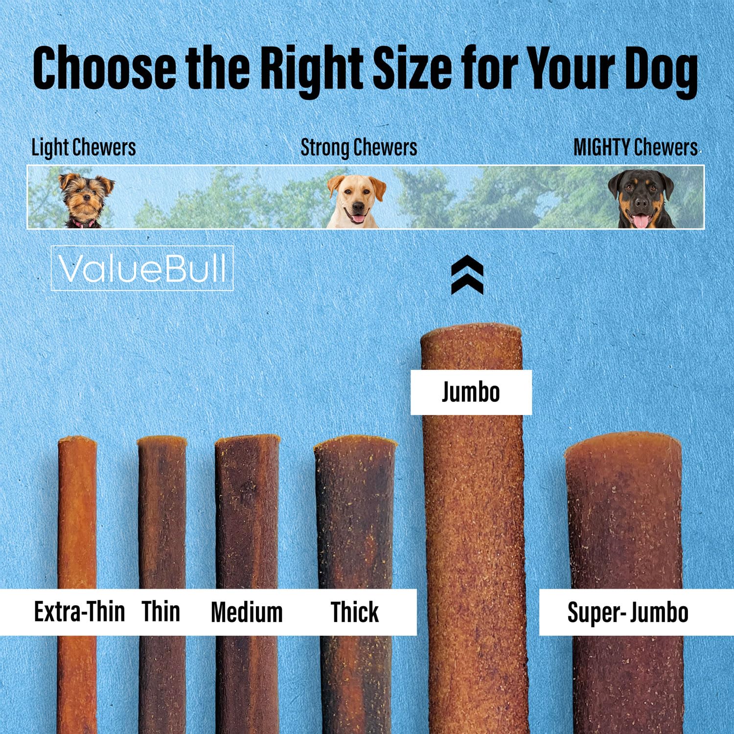 ValueBull USA Collagen Sticks for Dogs, 6 Inch Jumbo Chews, Natural Long-Lasting Dog Treats, 100 Count Bulk Pack - Supports Join