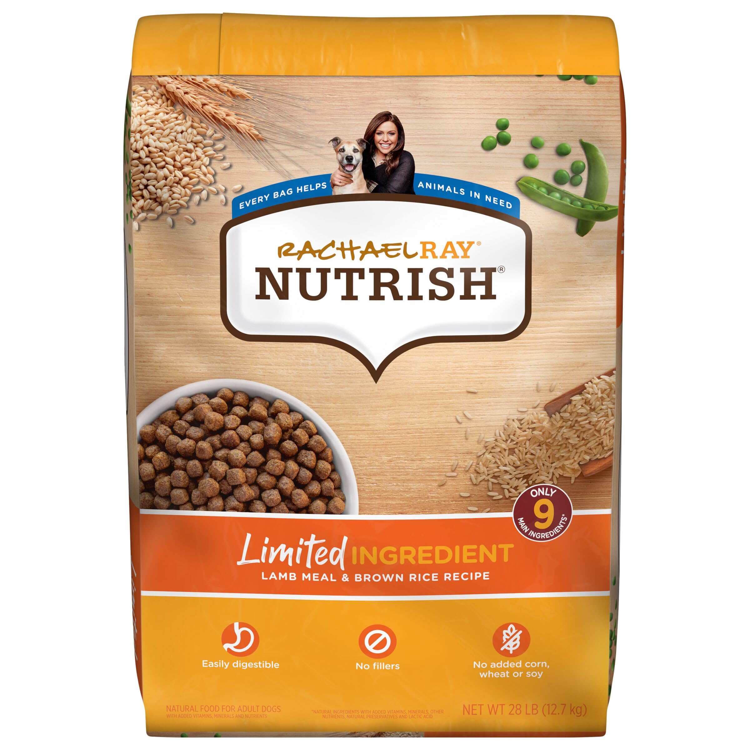 Rachael Ray Nutrish Limited Ingredient Diet Lamb Meal & Brown Rice Recipe, 28 Pounds, 007119000675