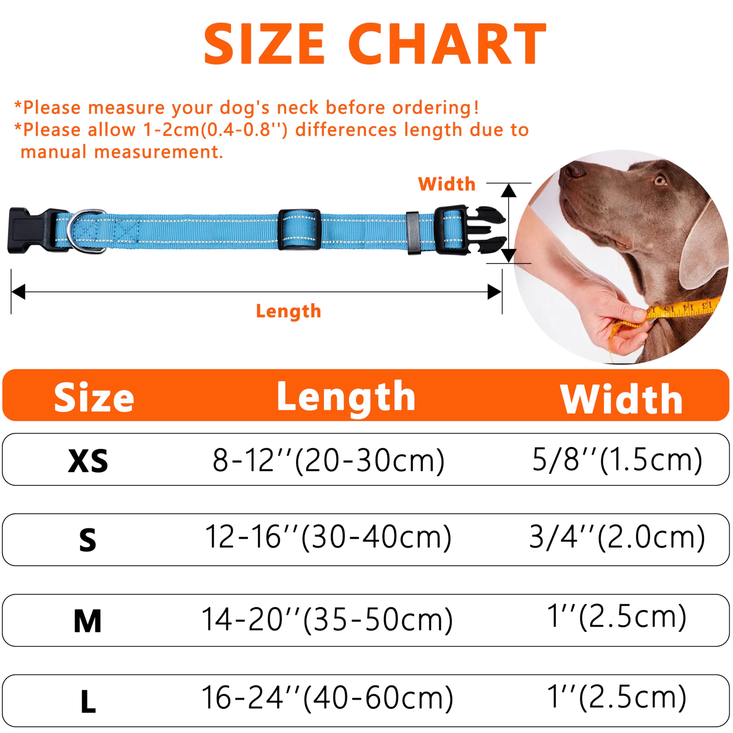 Seyezo Refective Dog Collar, Soft Neoprene Padded Pet Collar For Small, Medium, Large Dogs, Adjustable Puppy Collar With Quick R