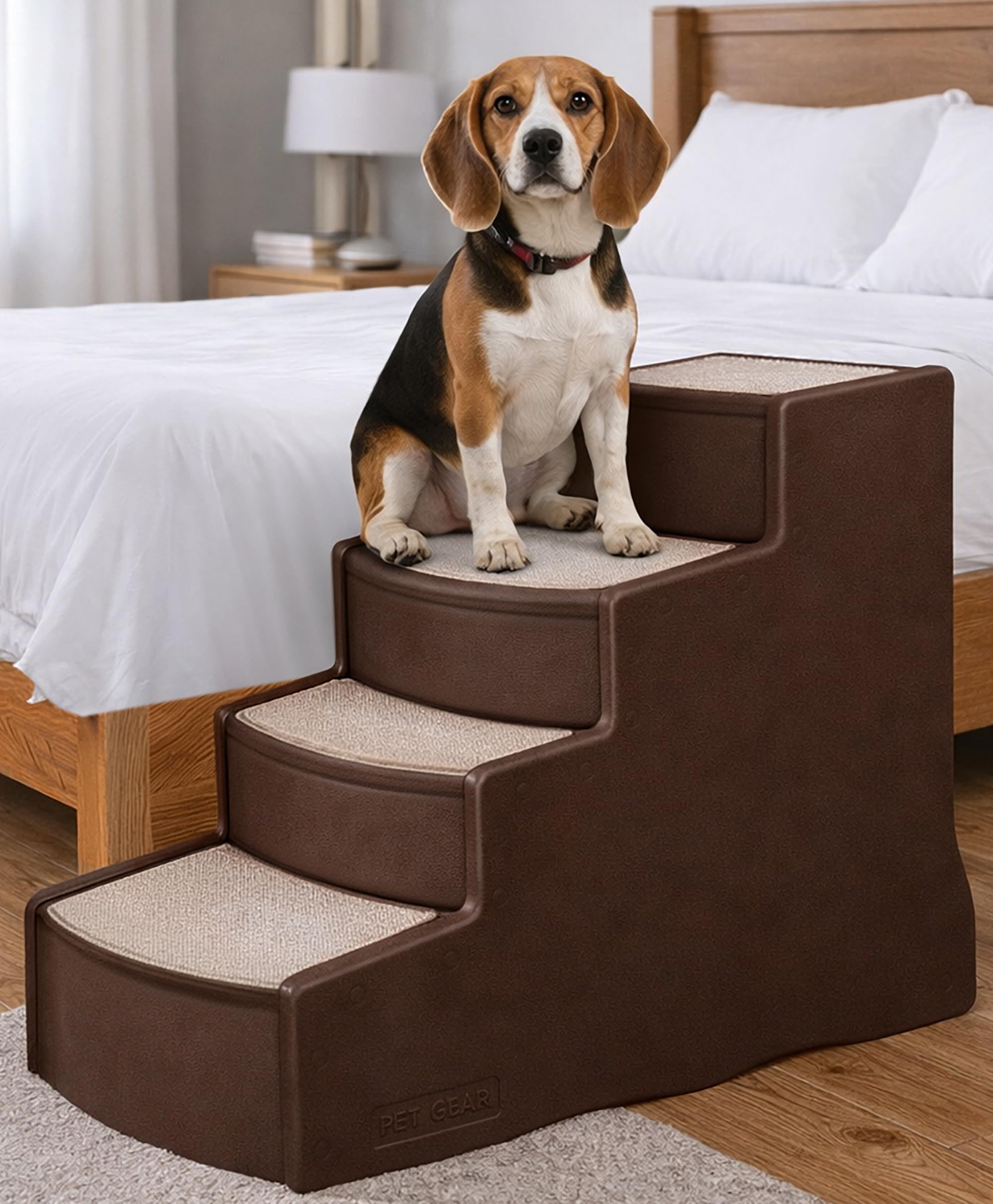 Pet Gear Easy Step IV Pet Stairs, 4 Step for Cats/Dogs, Removable Washable Carpet Treads, for Pets Up to 150lbs, No Tools Requir