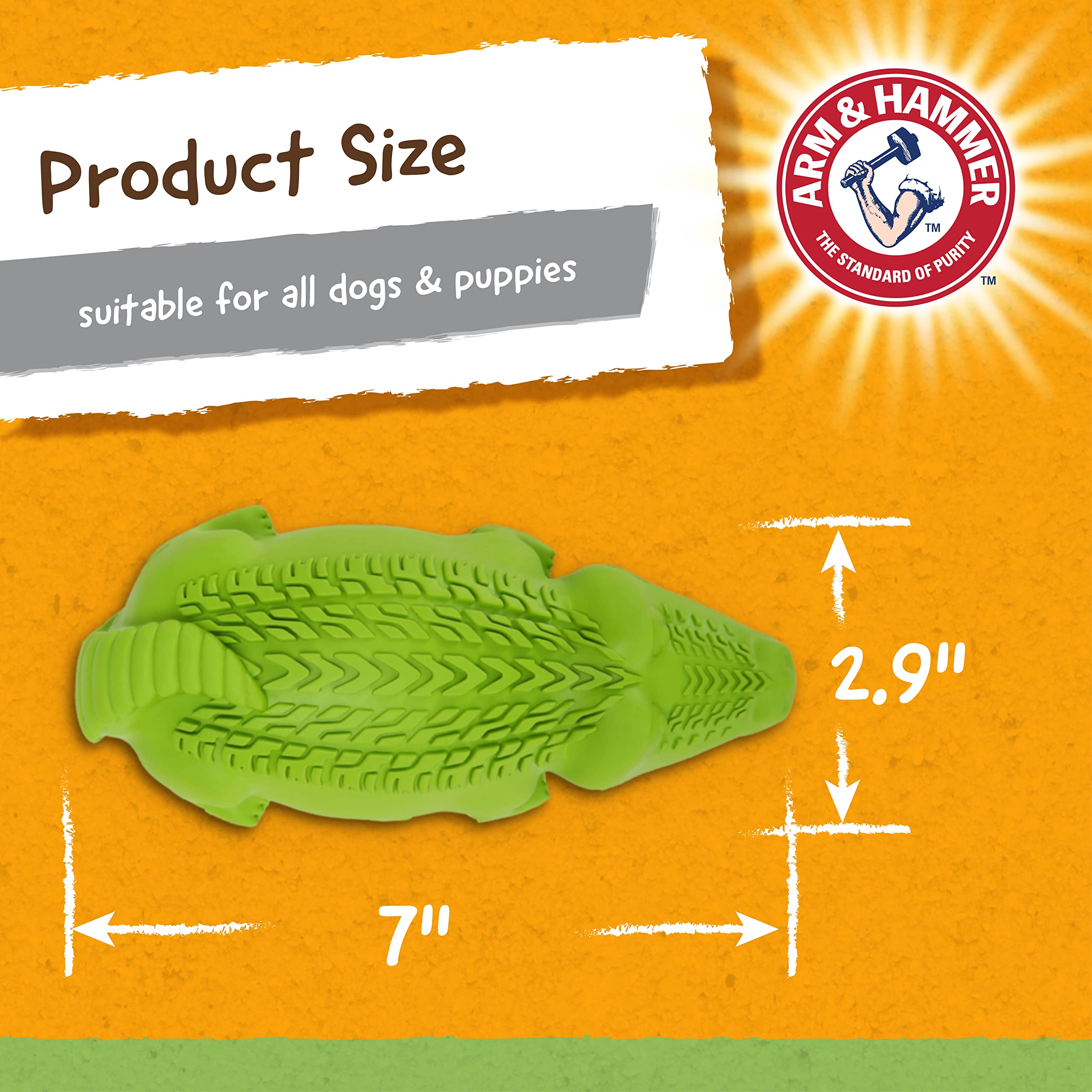 Arm & Hammer For Pets Super Treadz Gator Chew Toy - Best Chew Toys Reduce Plaque & Tartar Buildup Without Brushing - For Dogs Up To 35 Lbs