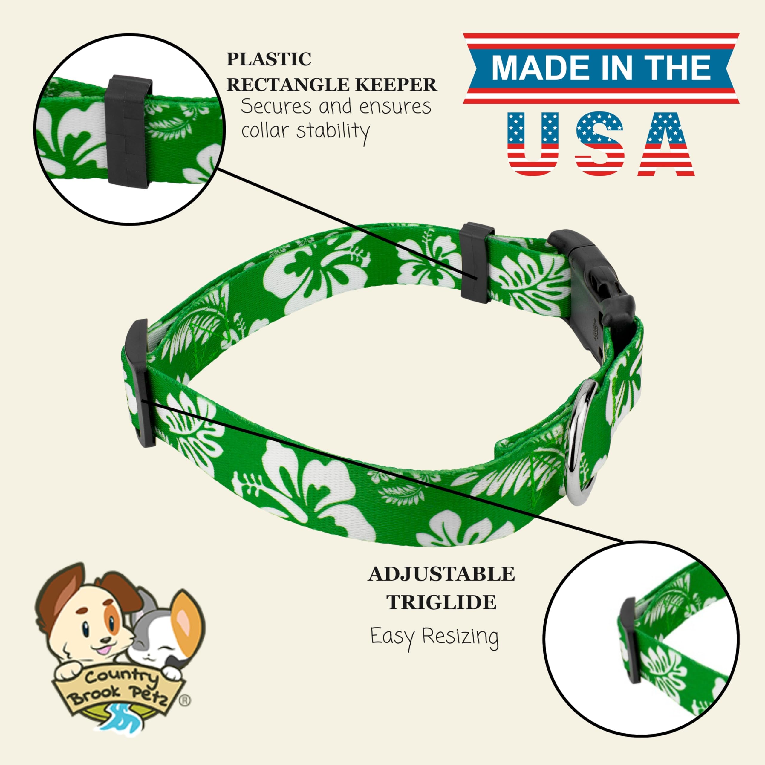 Country Brook Petz - Deluxe Dog Collar - Made of Premium Polyester for Durability, Comfort & Style - Vibrant Summer Breeze Colle