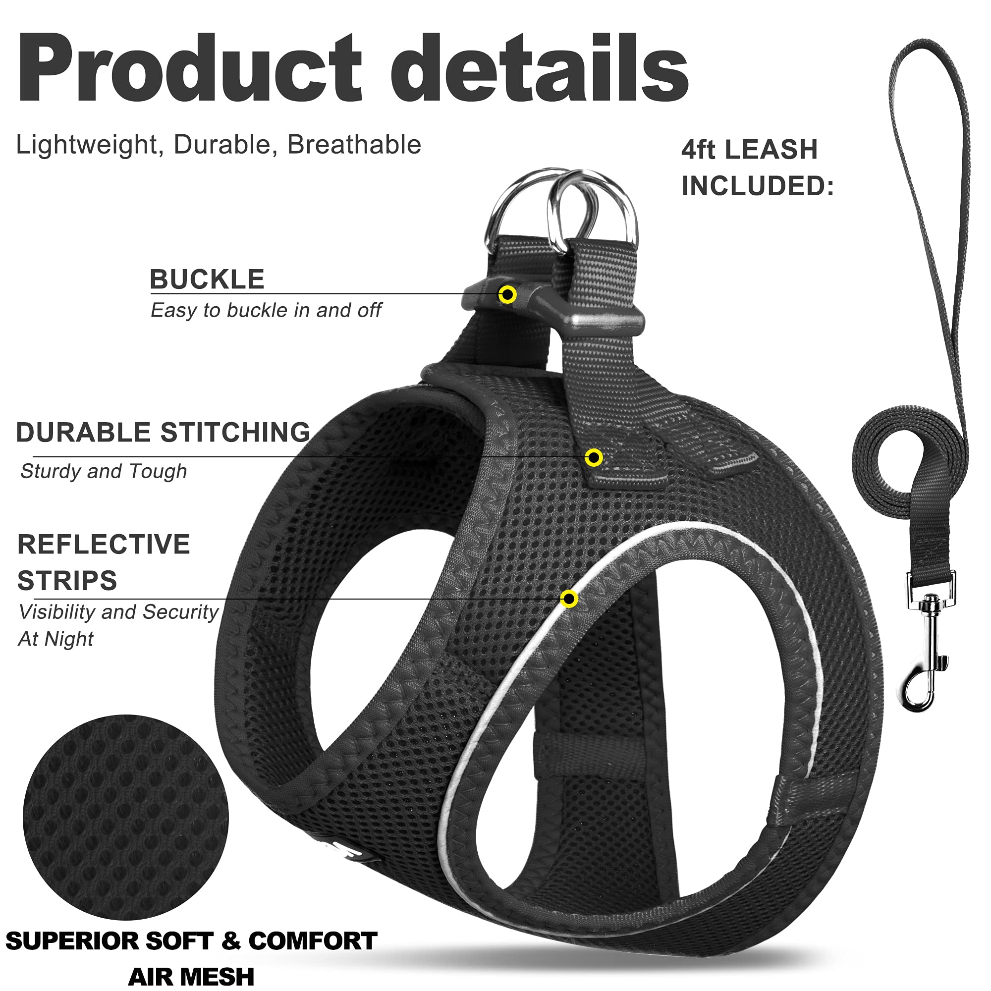 Fida Cat Harness and Leash Set for Walking Kitten and Puppy, Escape Proof Kitten Harness with Breathable Lightweight Soft Mesh,
