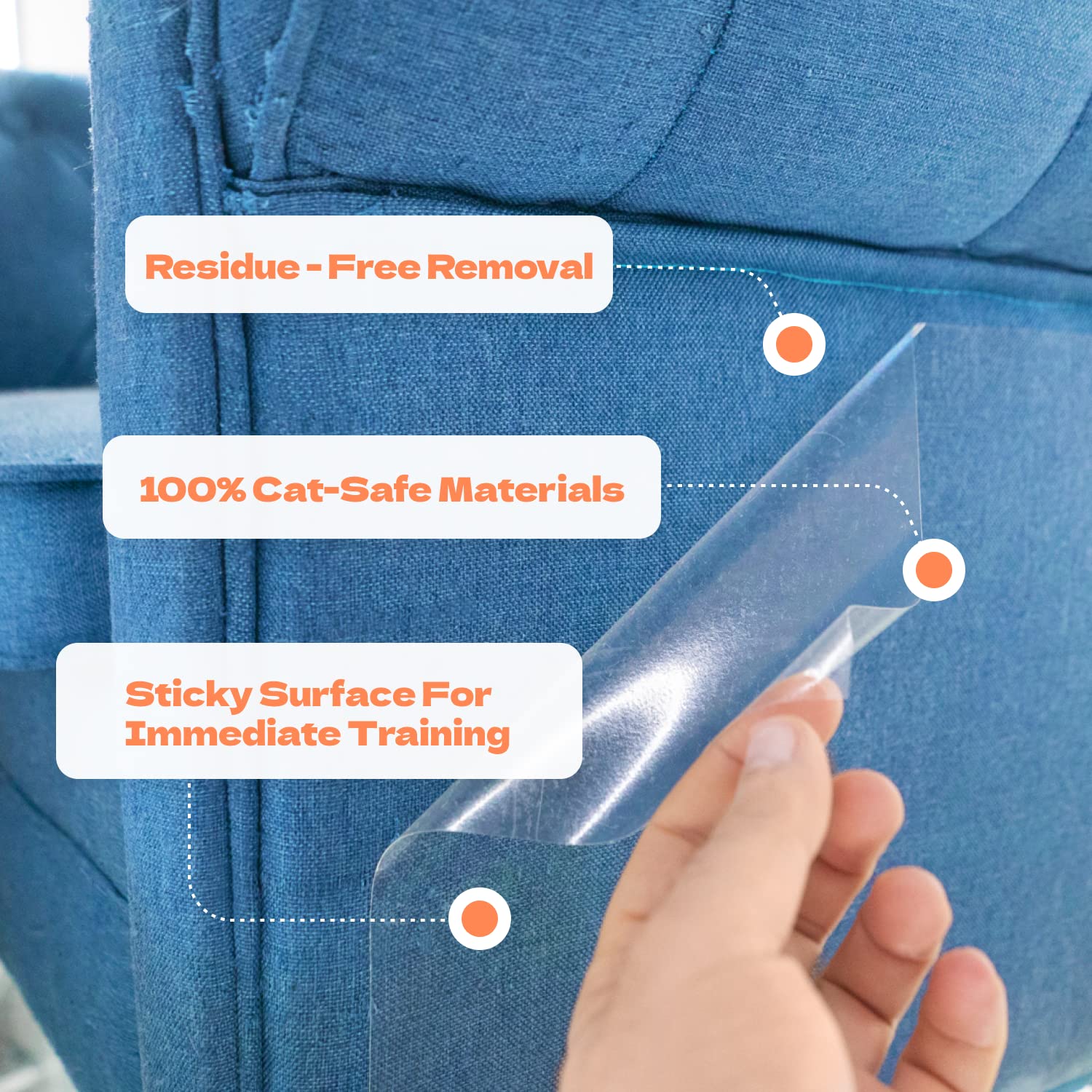 Katsupreme Cat Scratch Couch Protector - 8Xl Sheets, Clear (Almost Invisible), Extra Durable, Easy To Customize, Residue-Free Fu