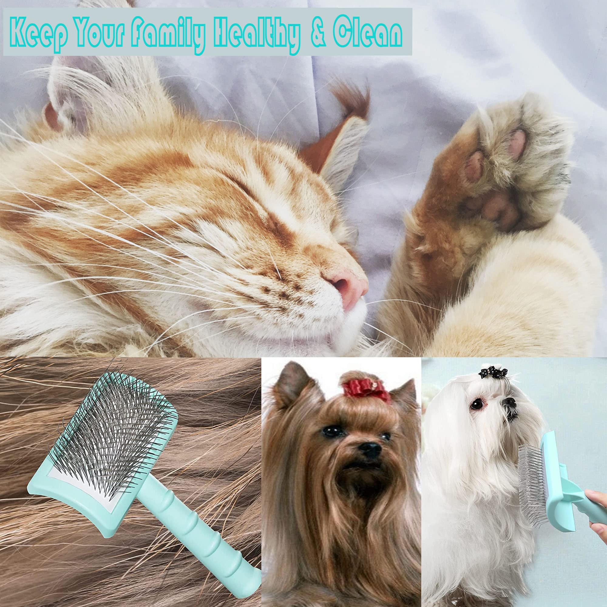 Tinypoint Large Slicker Brush For Dogs,Cats,Extra Long Pin Shedding Brush For Long Haired Dog,Cat, Pet Grooming Wire Brush For Thick Undercoat Curly Hair,25Mm(1'),Green