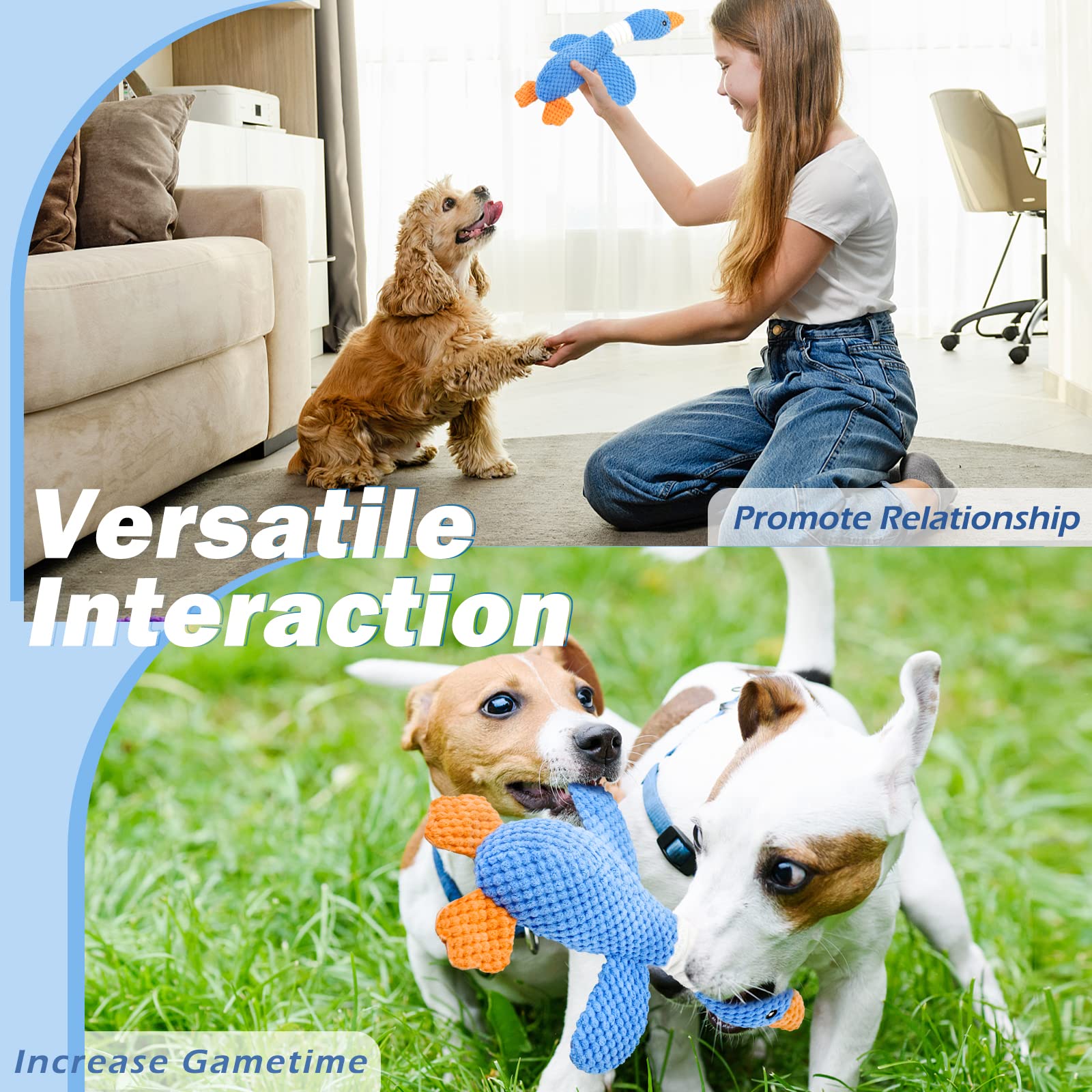 Vitscan 2 Pack Goose Tough Dog Toys for Aggressive Chewers, Durable Squeaky Dog Chew Toys for Small Medium Large Dogs, Plush Int