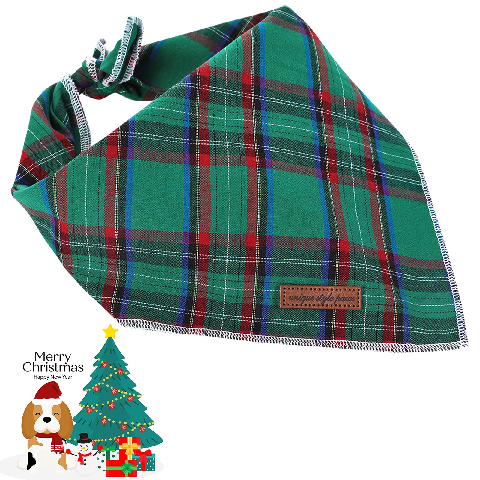 Unique Style Paws Dog Christmas Bandanas 1Pc Washable Cotton Triangle Dog Scarfs For Small Medium Large Dogs And Cats-New Green